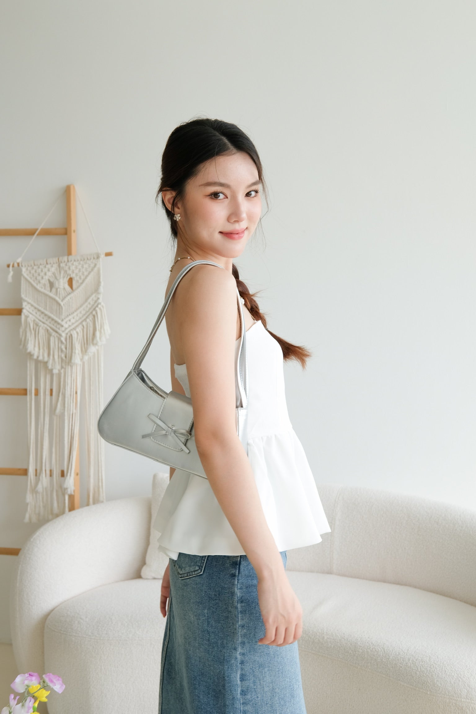 Liz Tube Peplum Top (White)