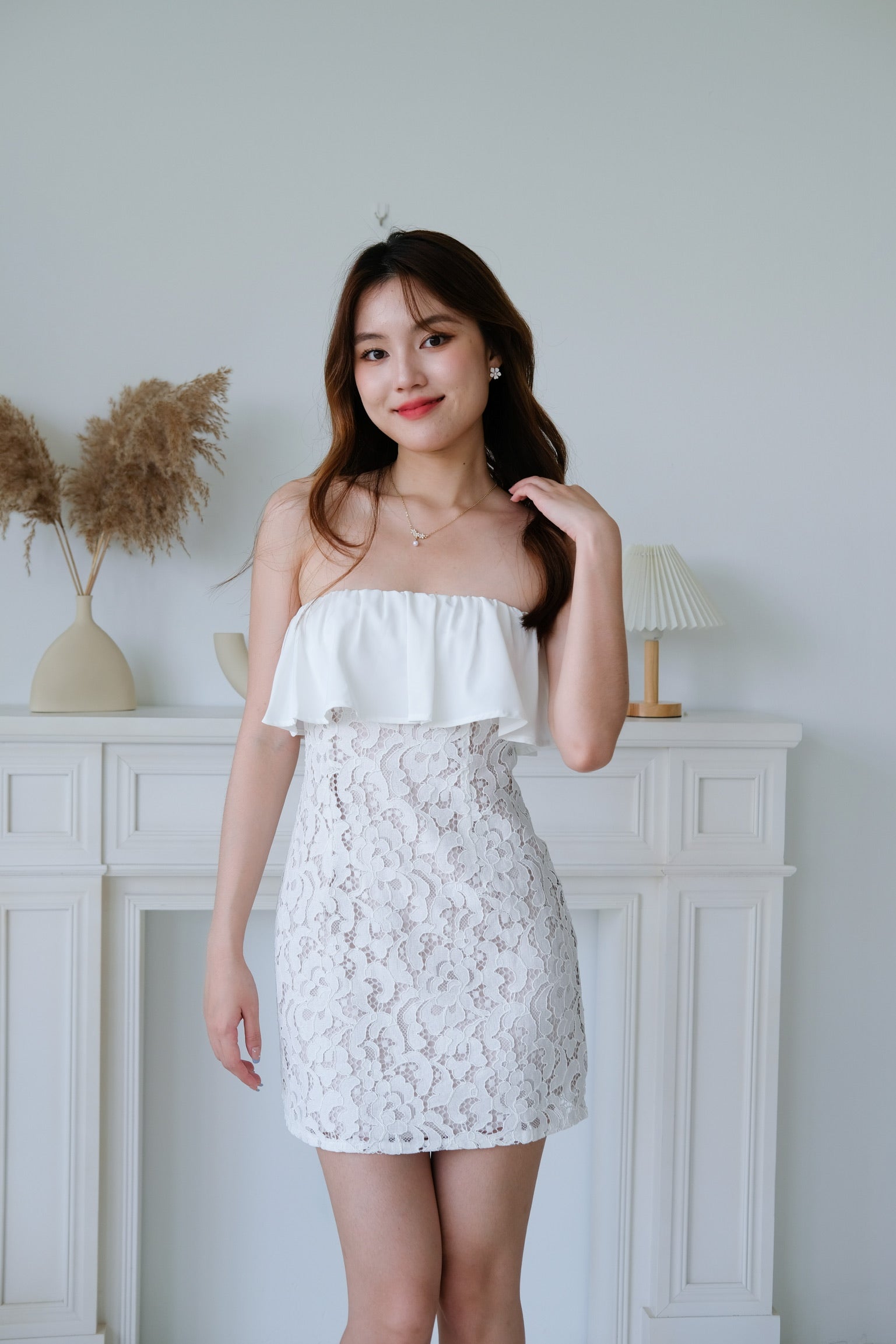 Sora Lace Dinner Dress (White)