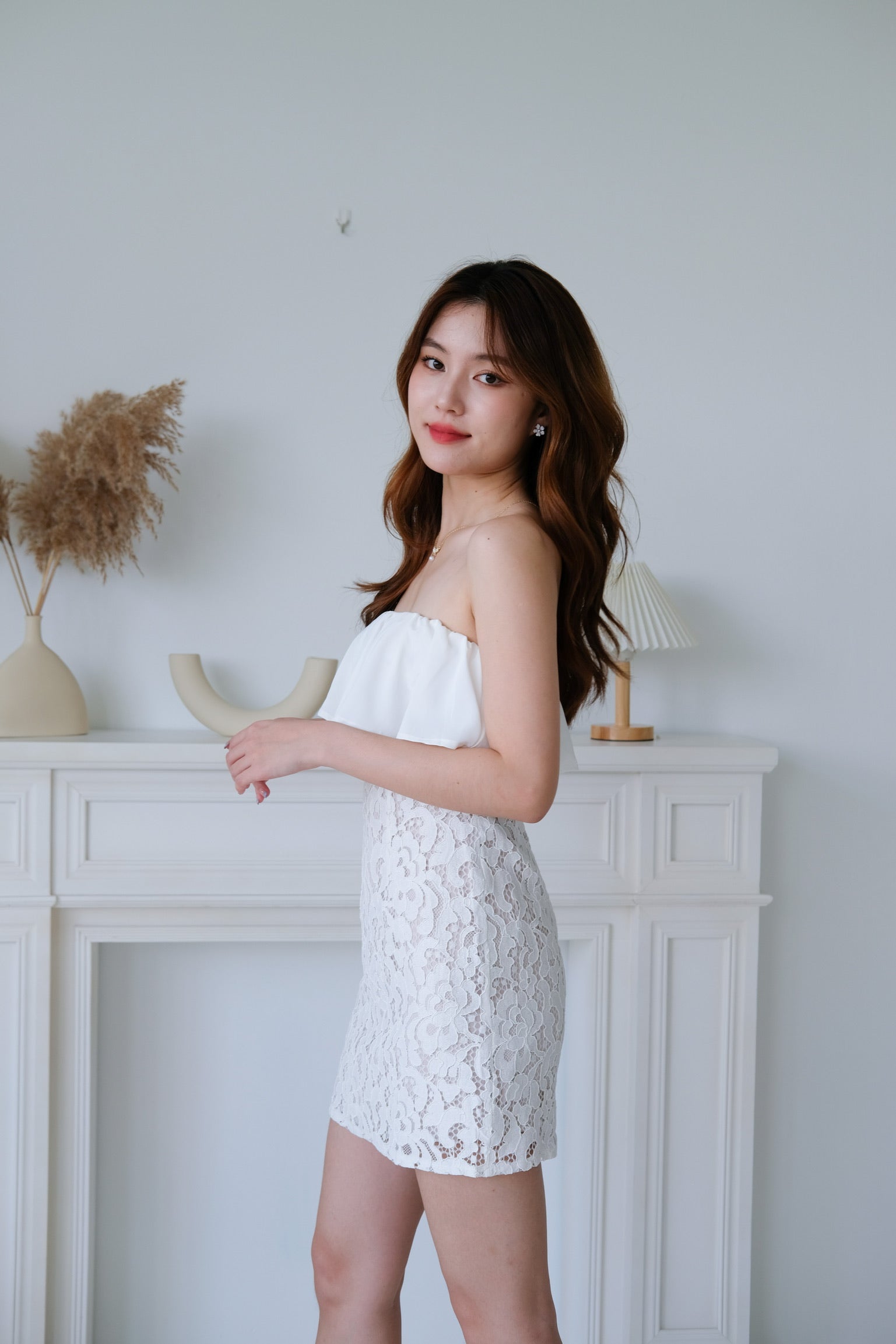 Sora Lace Dinner Dress (White)