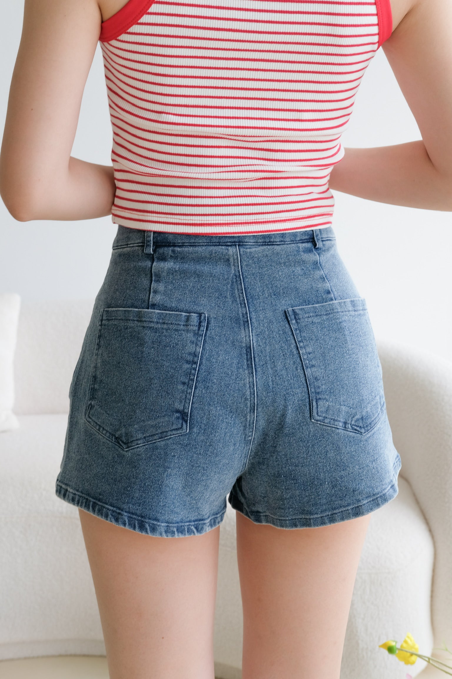 Elliot Denim High Waist Shorts (Acid Blue)