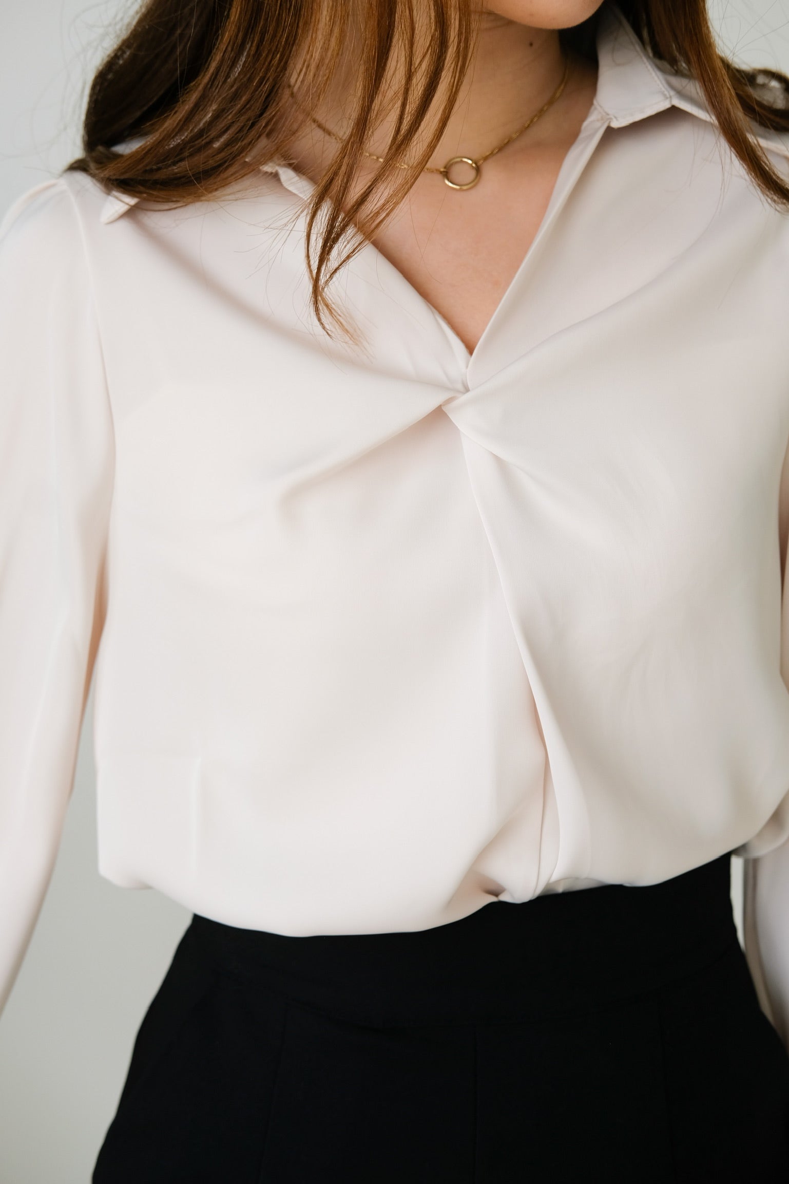 Paige Twist Satin Blouse (Champagne)