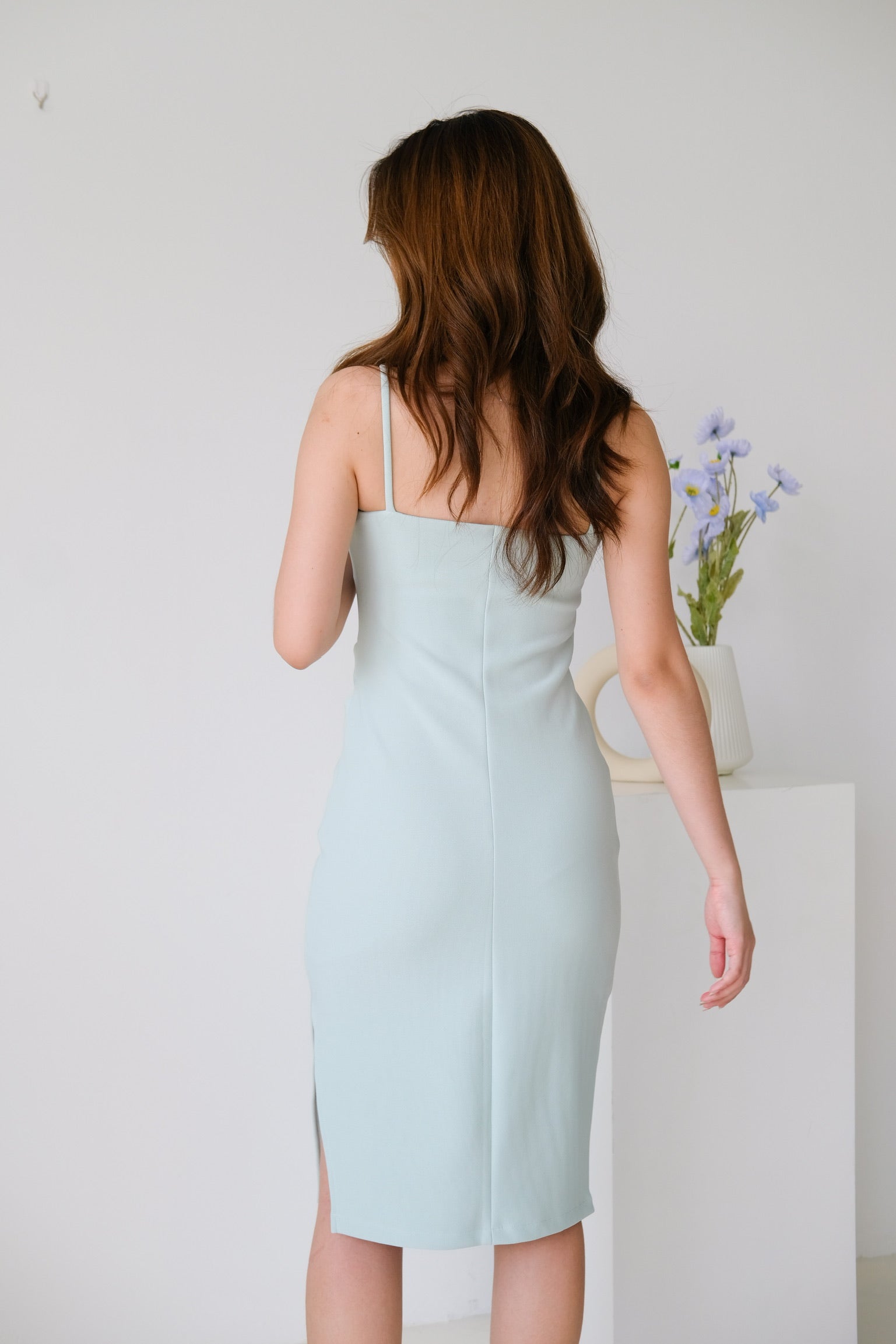 Claudine Ruched Midi Dress (Sage)