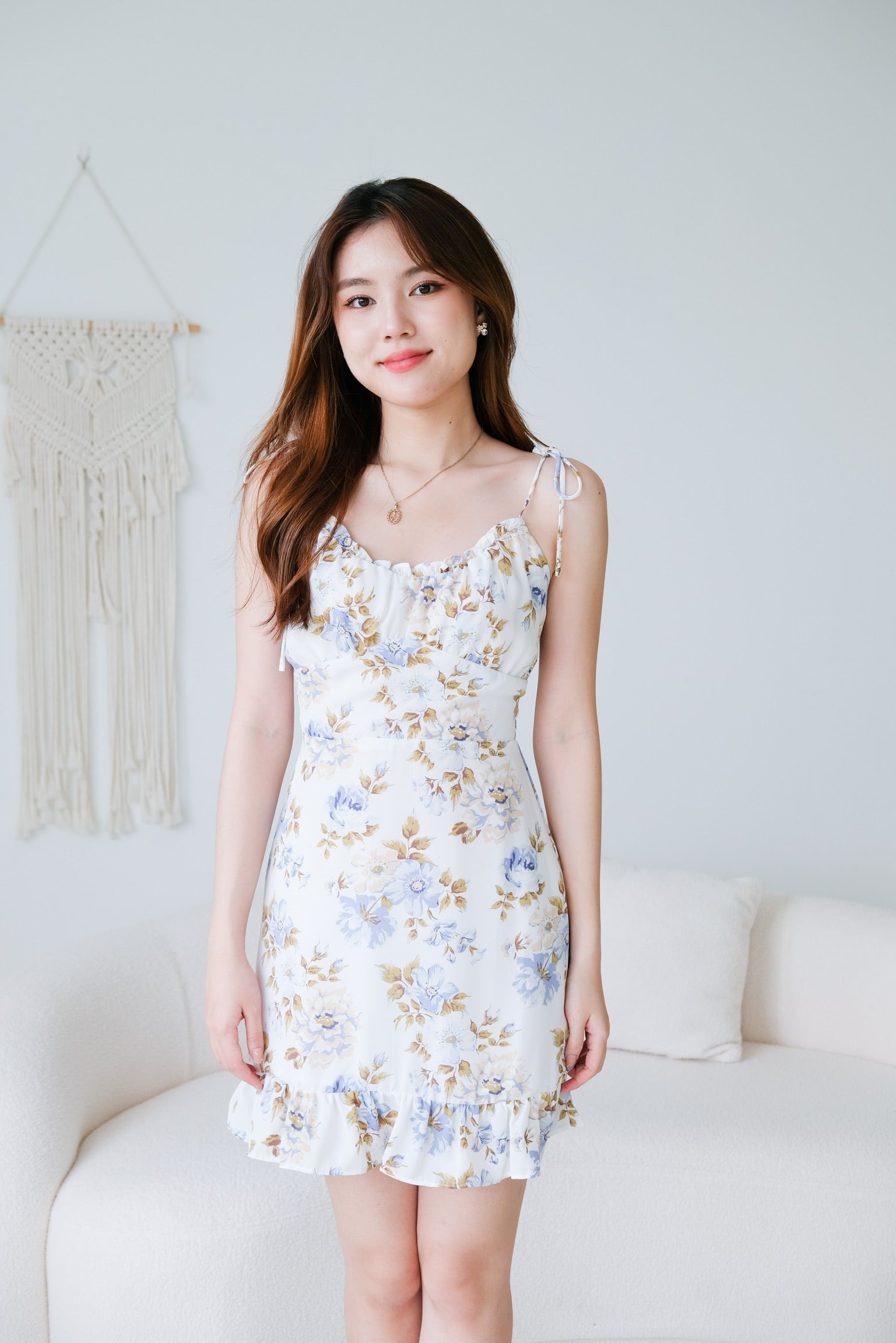 Anetta Floral Dress (White)