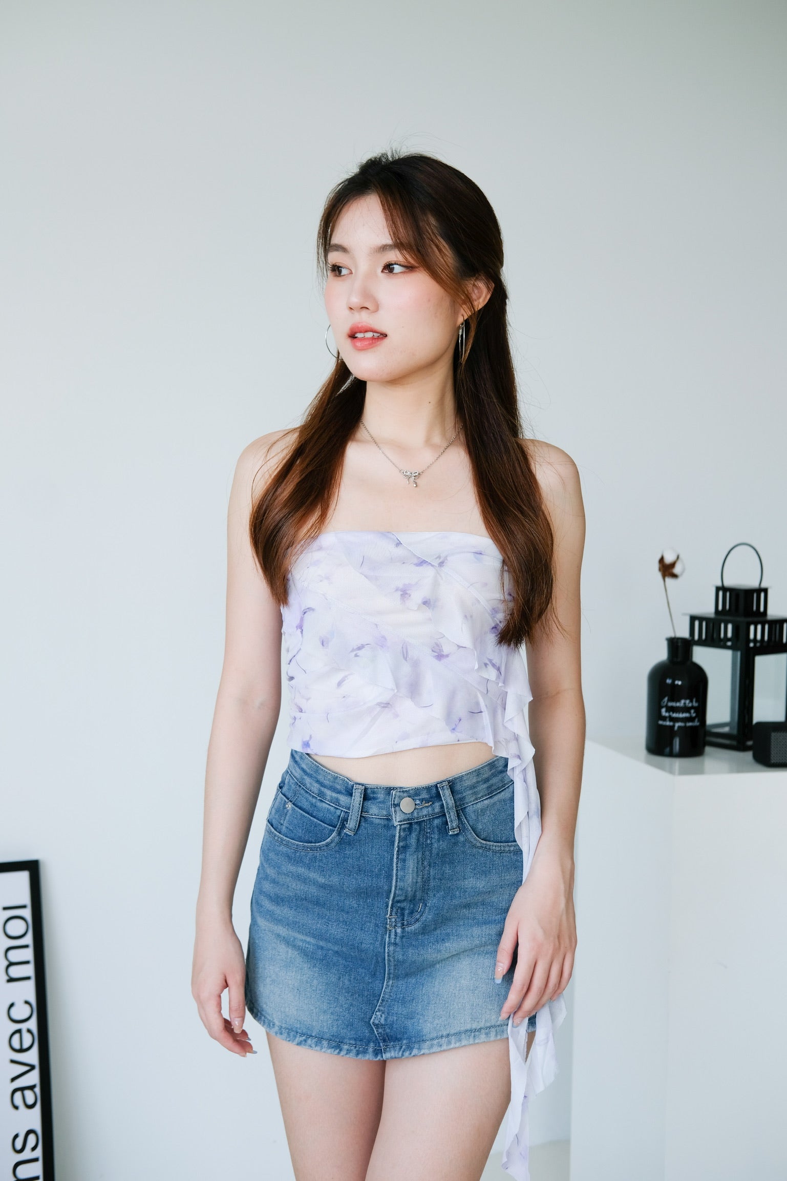 Jess Floral Ruffle Tube (Pastel Purple)