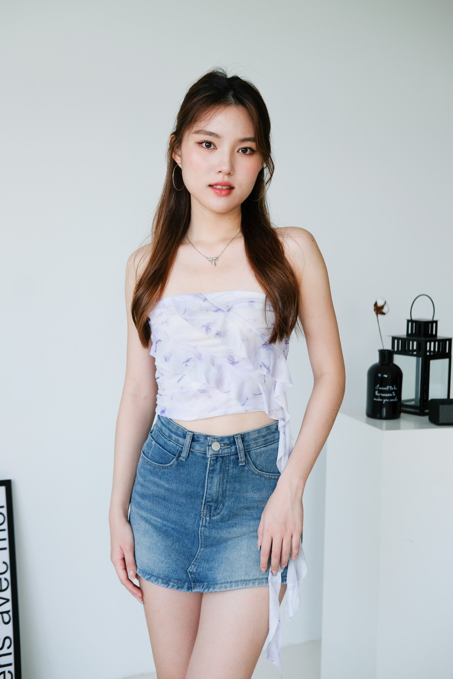 Jess Floral Ruffle Tube (Pastel Purple)