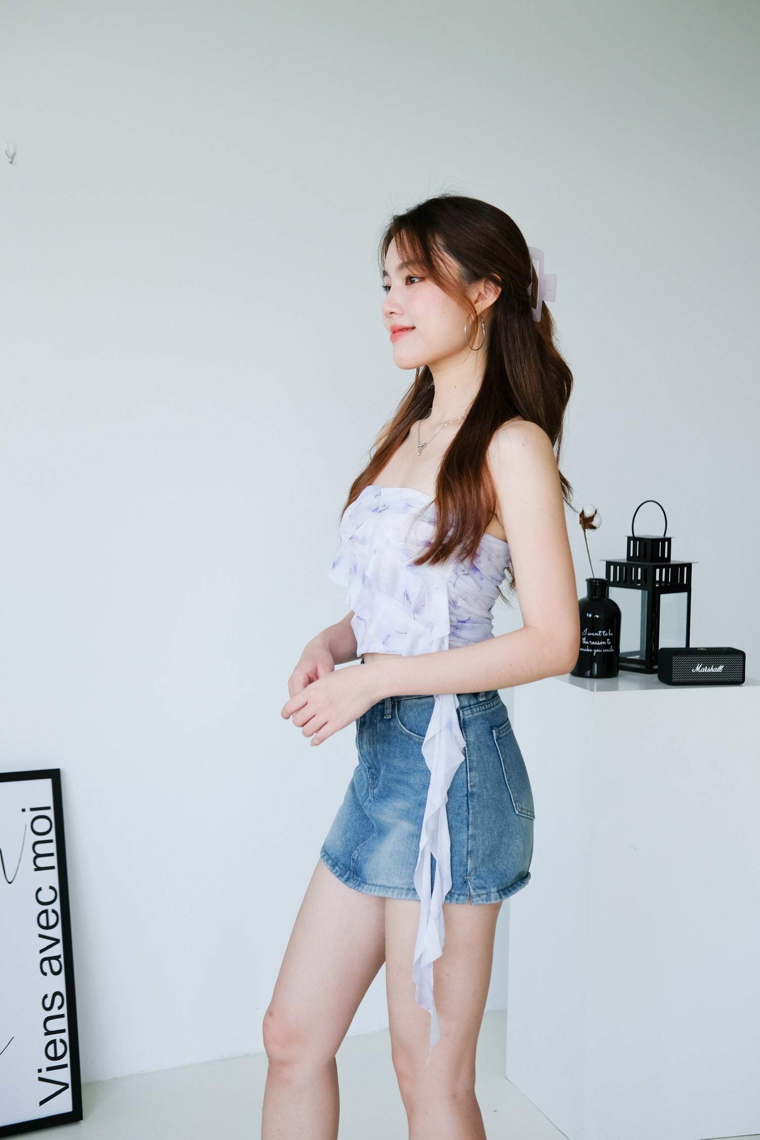 Jess Floral Ruffle Tube (Pastel Purple)
