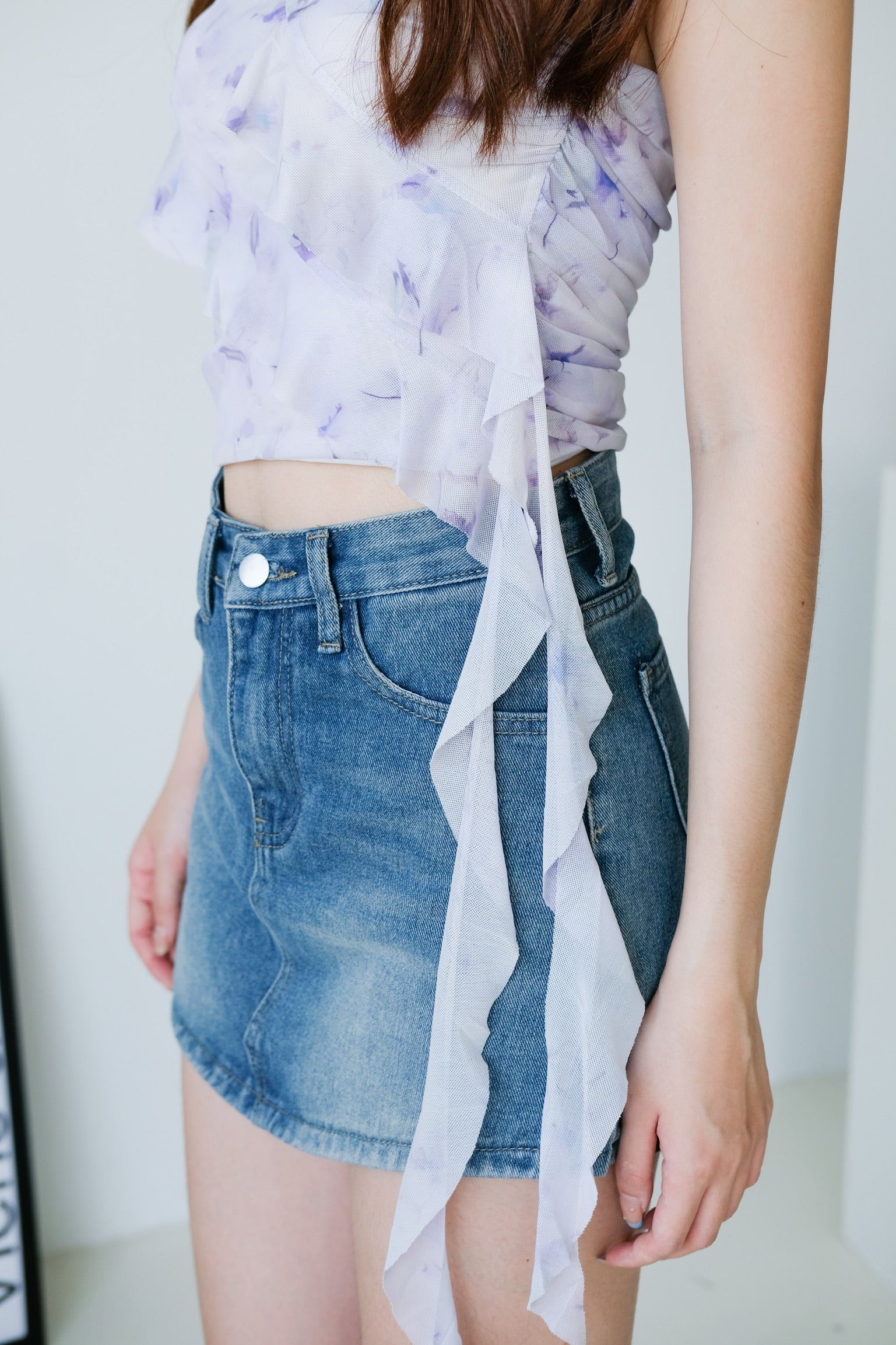 Jess Floral Ruffle Tube (Pastel Purple)