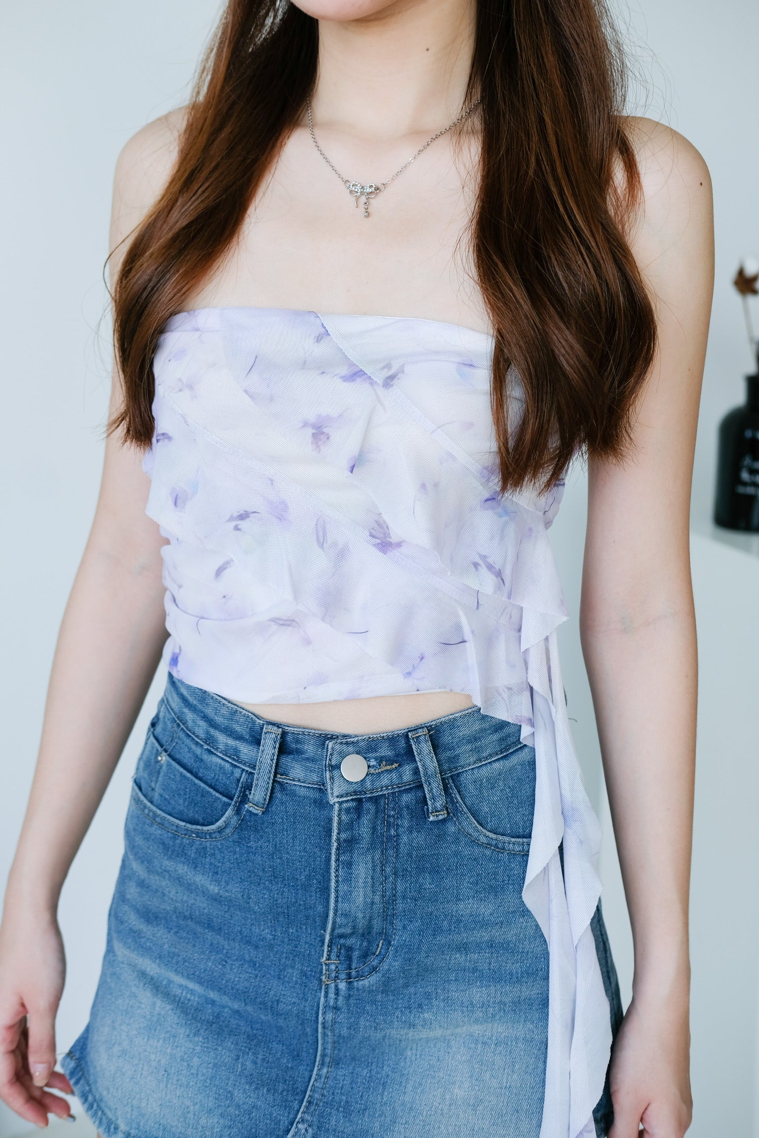 Jess Floral Ruffle Tube (Pastel Purple)