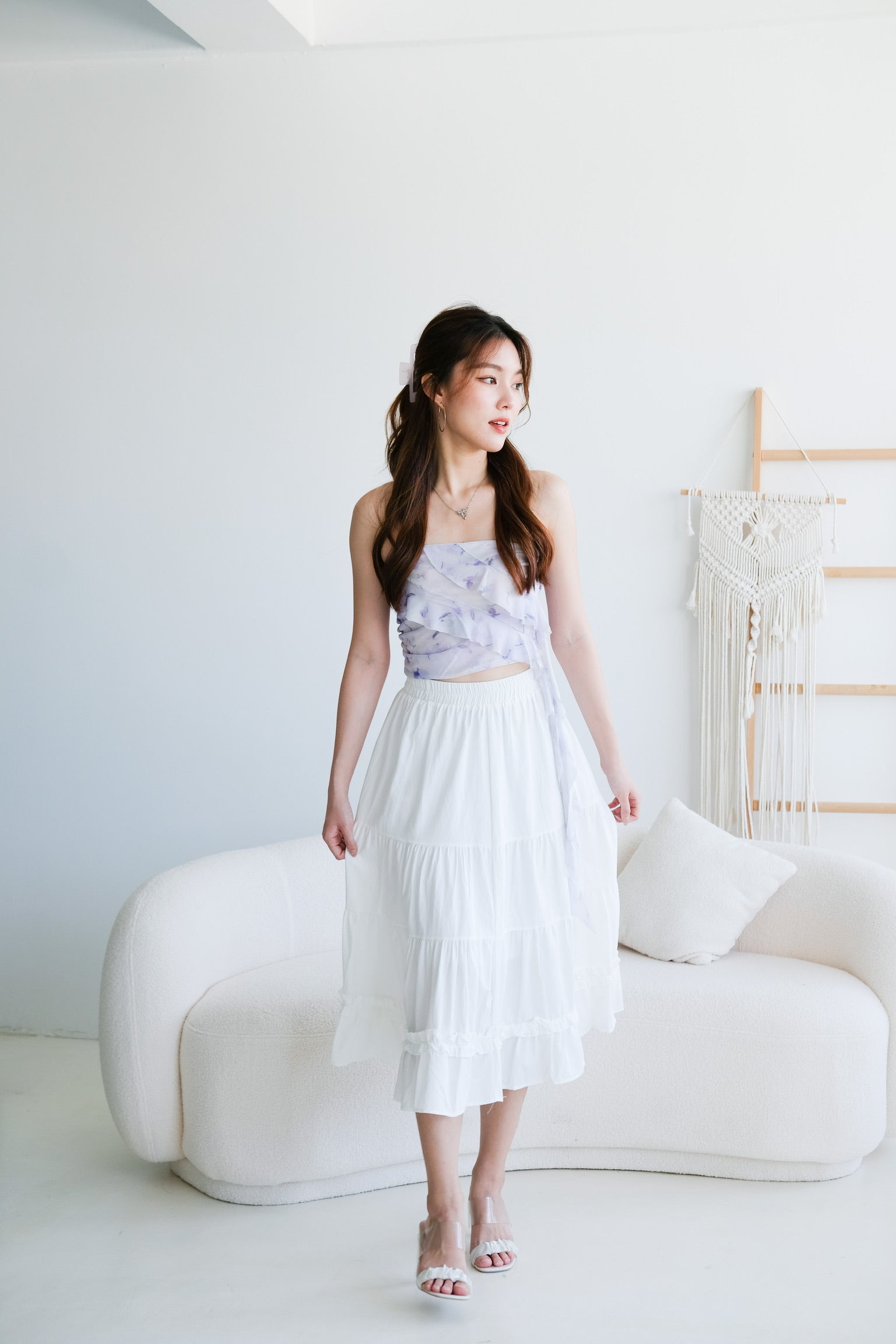 Jess Floral Ruffle Tube (Pastel Purple)