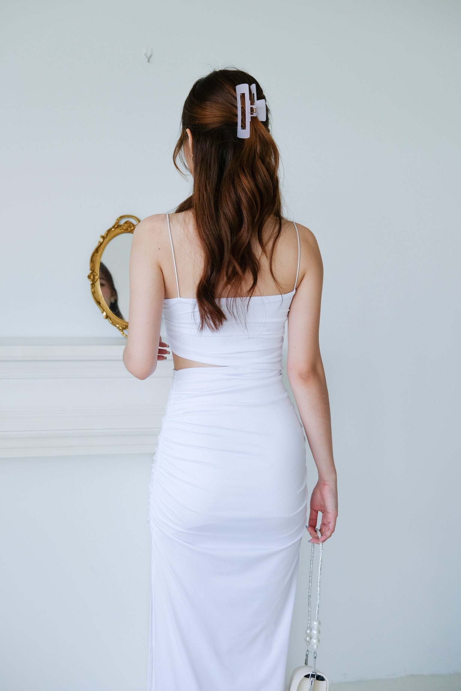 Mystery Cut In Maxi Dress (White)