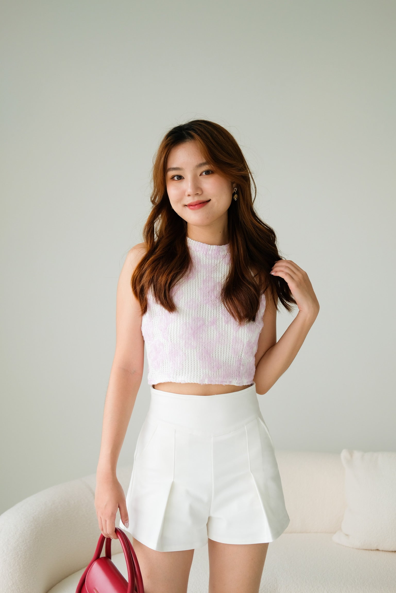 En Knit Halter Crop (Lilac)