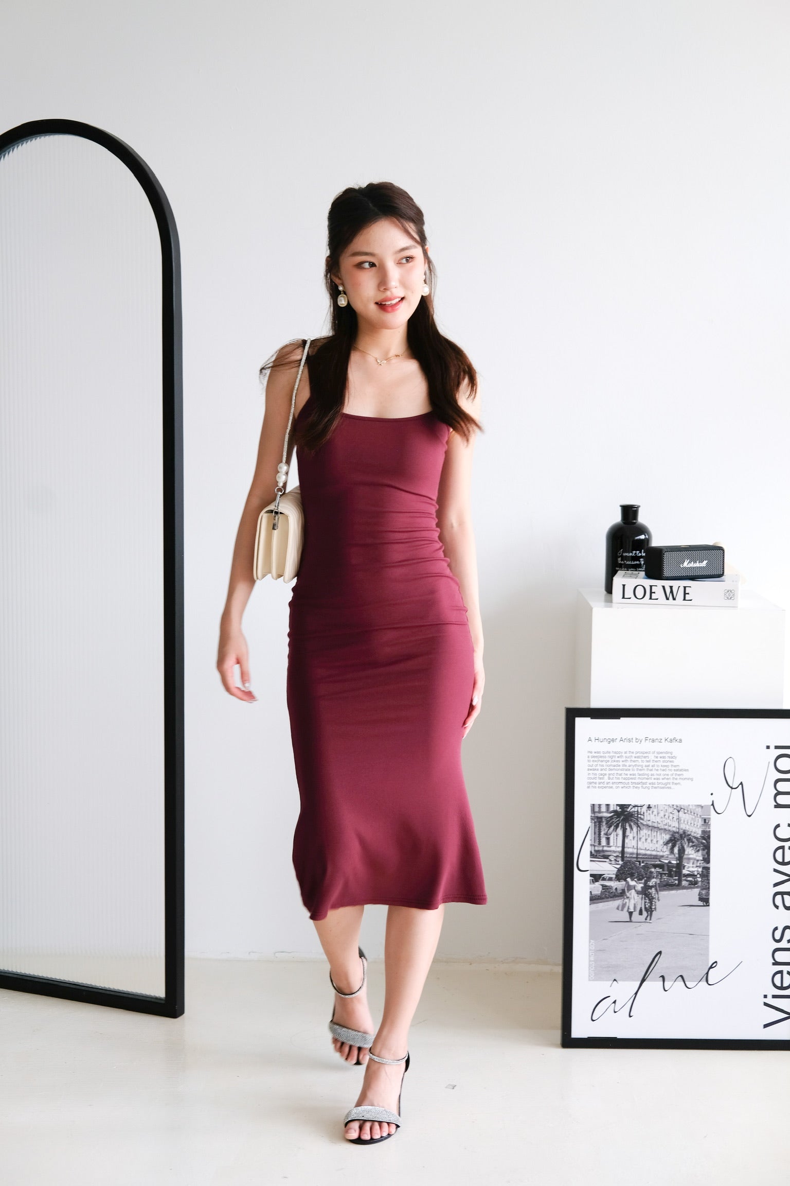 Jynn Bodycon Midaxi Dress (Burgundy)