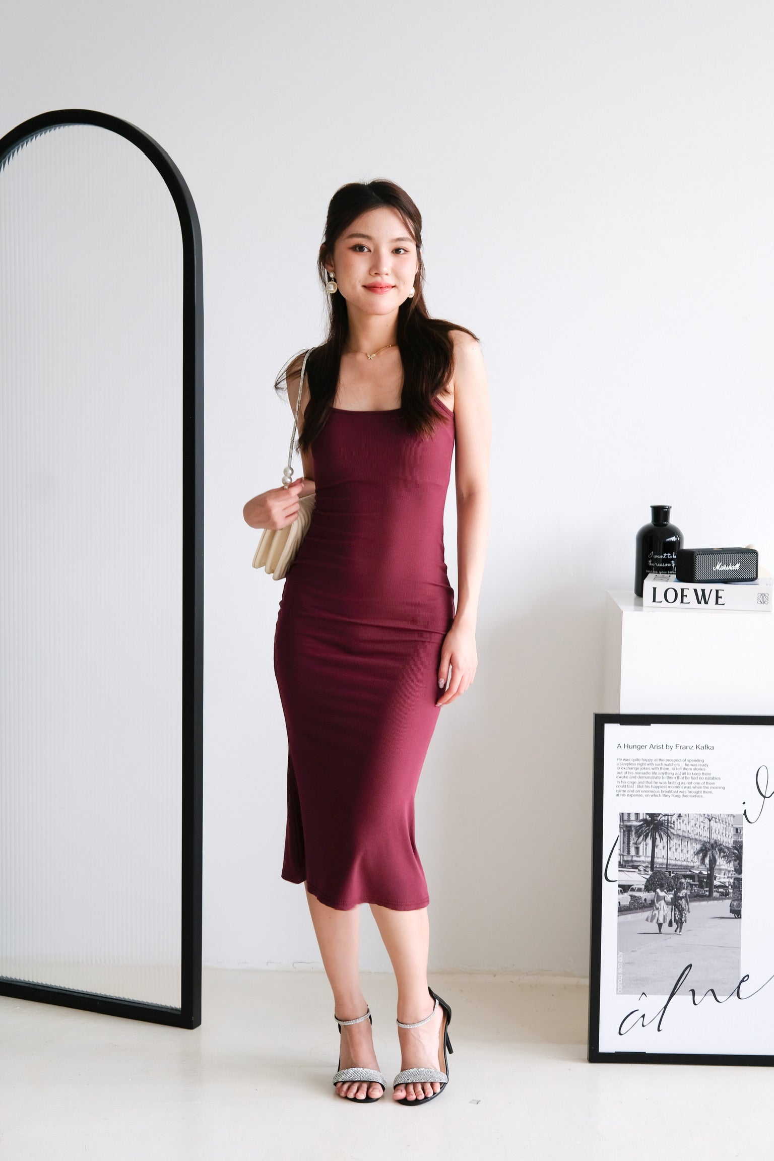 Jynn Bodycon Midaxi Dress (Burgundy)