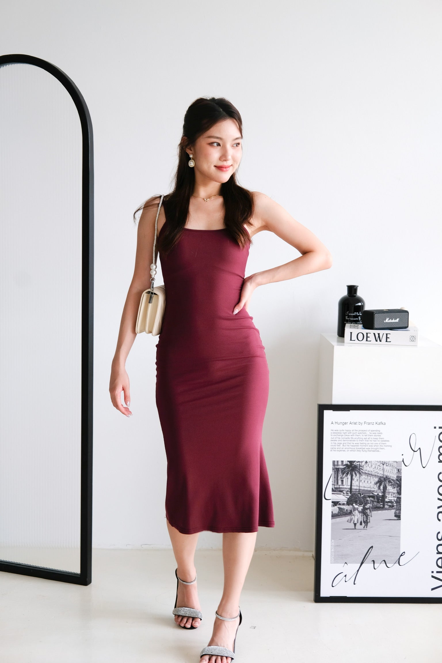 Jynn Bodycon Midaxi Dress (Burgundy)