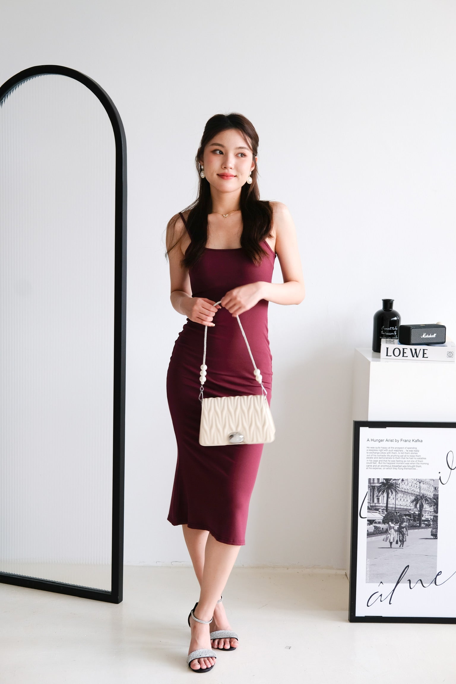 Jynn Bodycon Midaxi Dress (Burgundy)