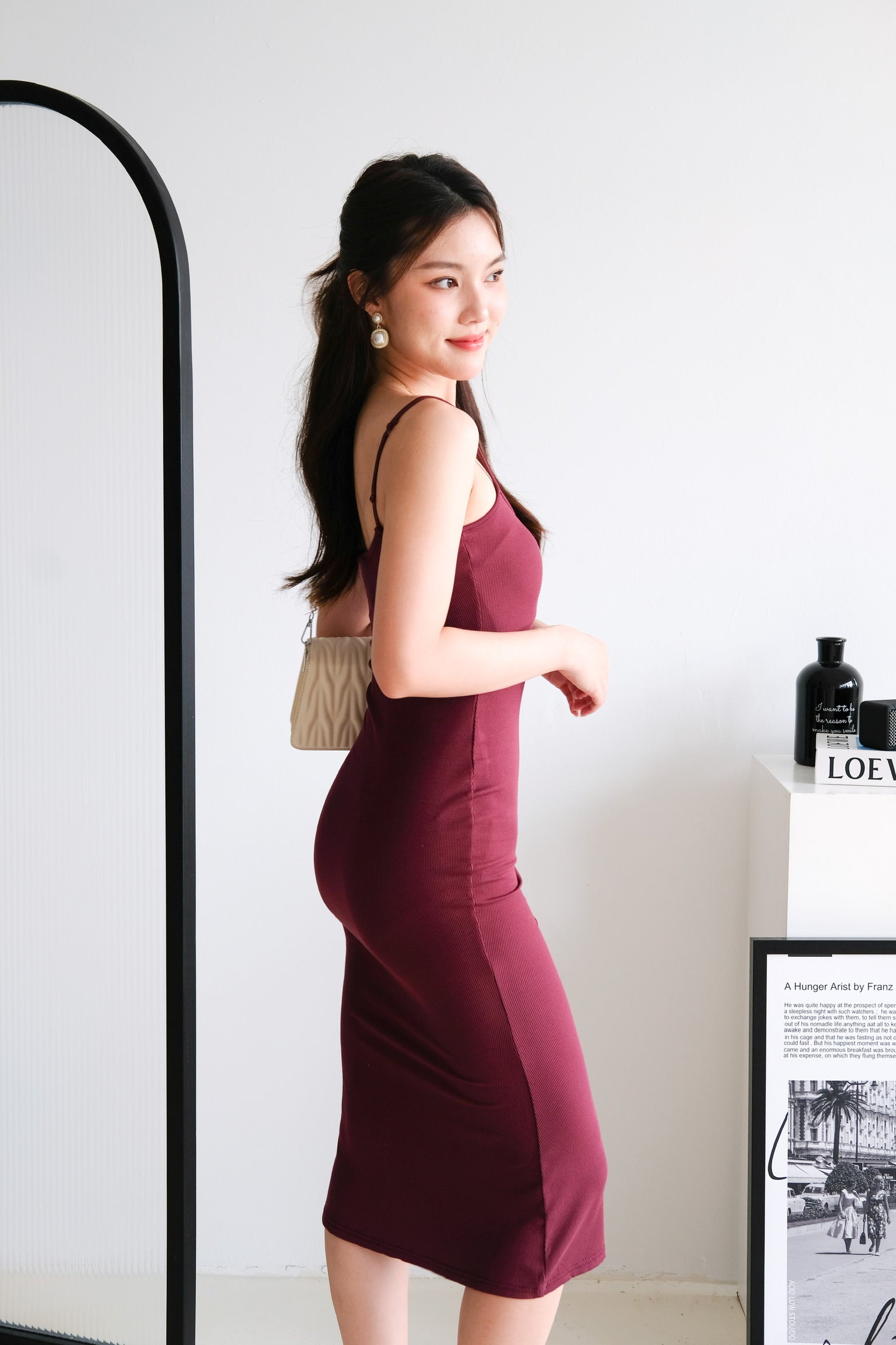 Jynn Bodycon Midaxi Dress (Burgundy)