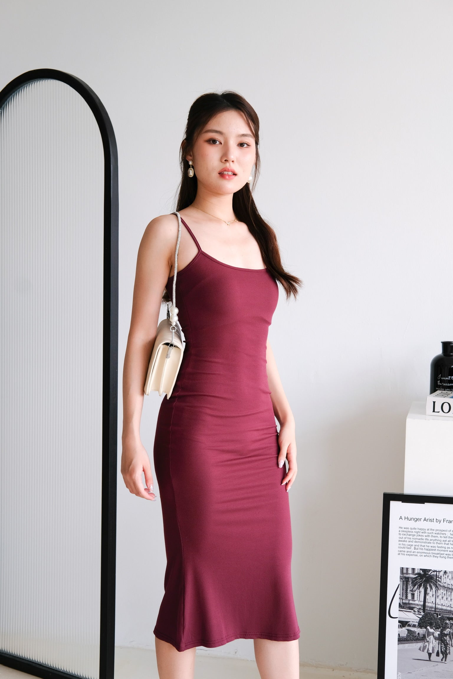 Jynn Bodycon Midaxi Dress (Burgundy)