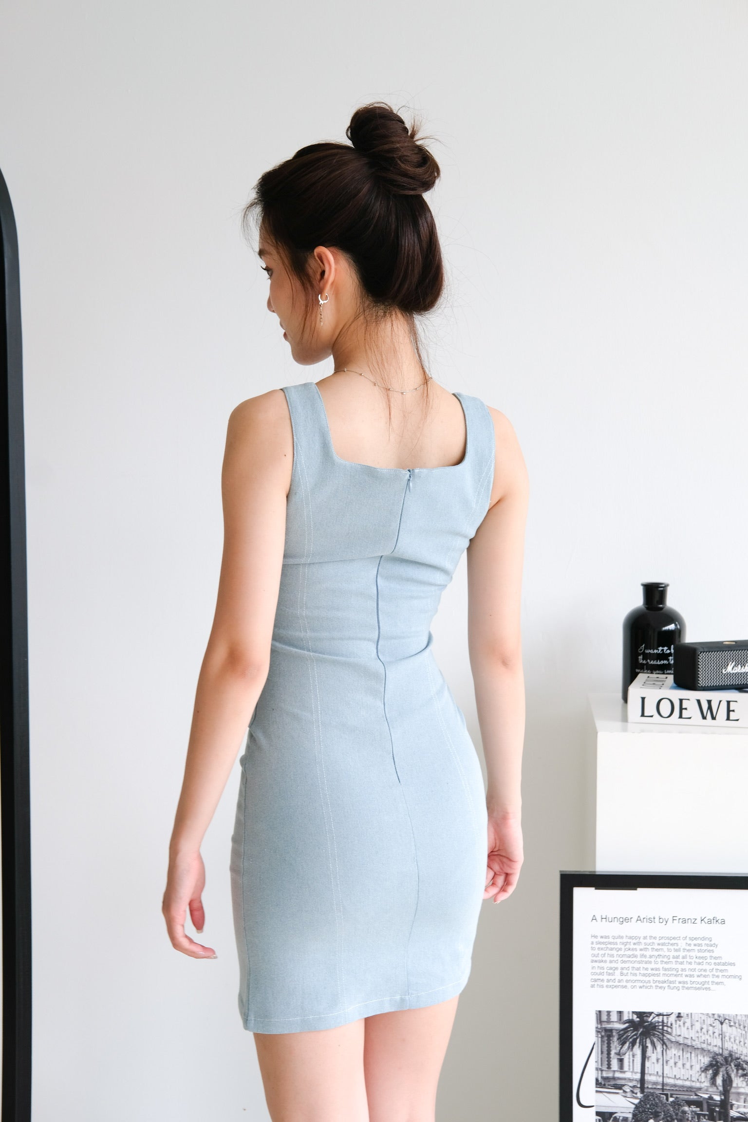 Slyvia Denim Bodycon Dress (Light Blue)