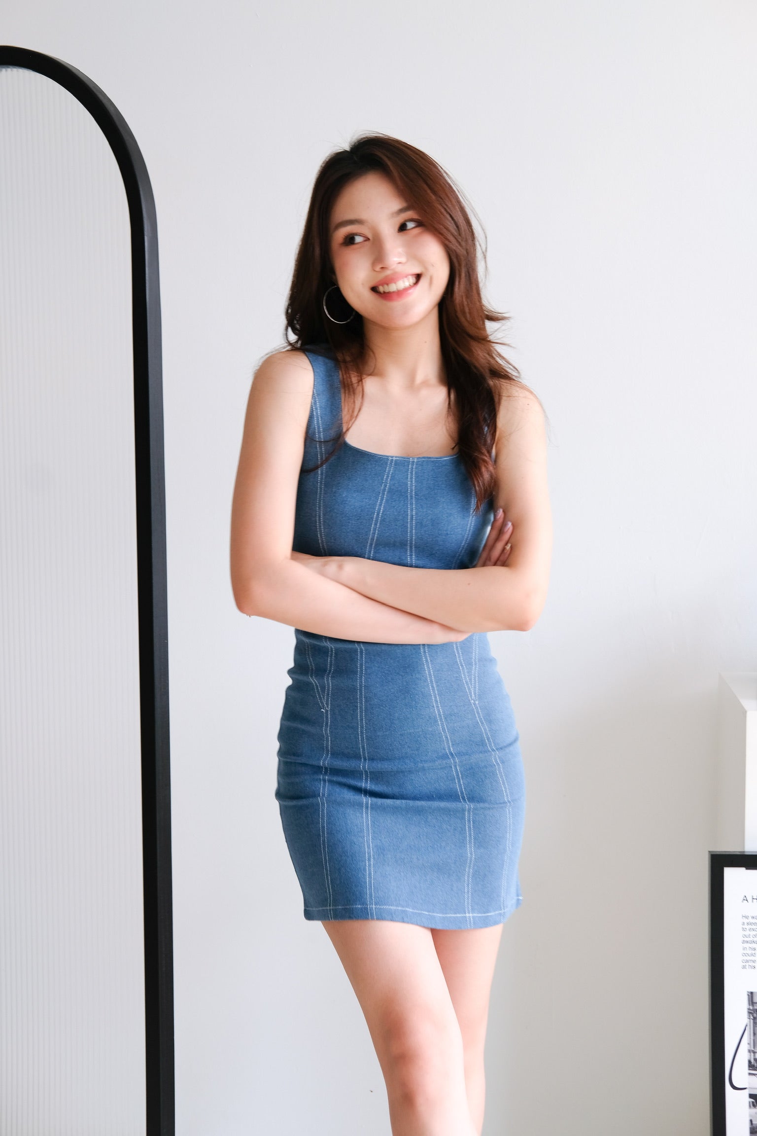 Slyvia Denim Bodycon Dress (Dark Blue)