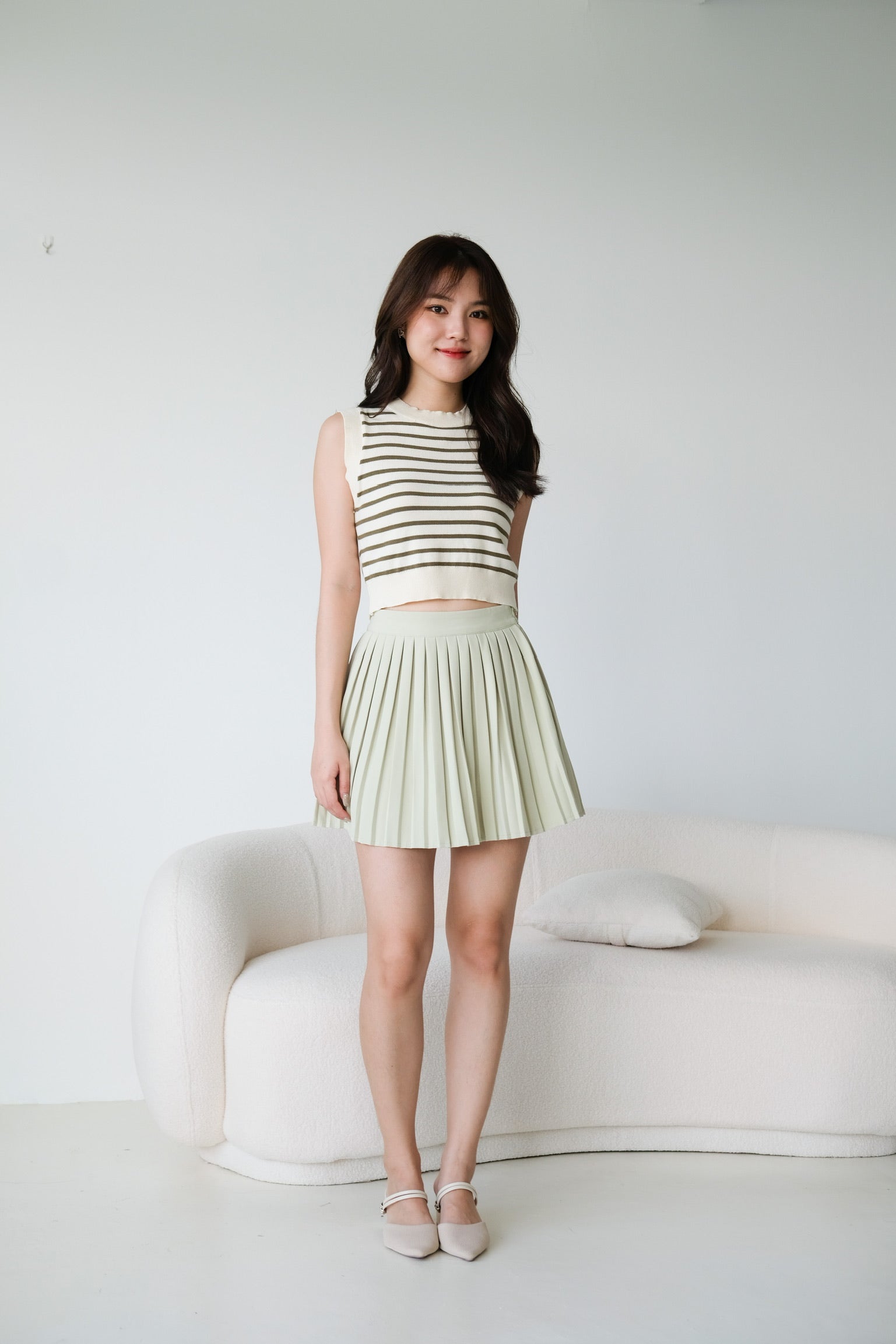Zelda Pleated Skirt (Pistachio Green)