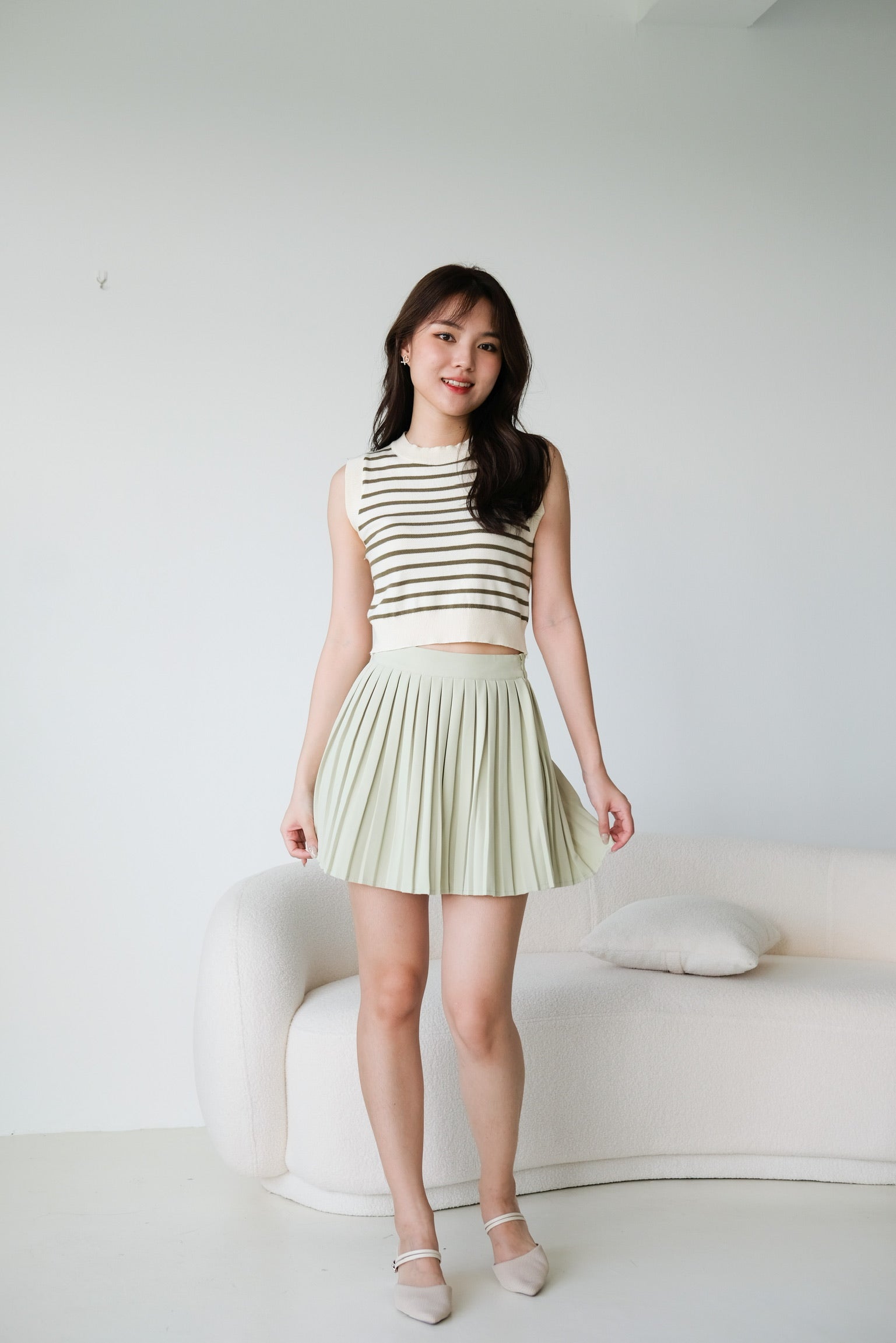 Zelda Pleated Skirt (Pistachio Green)