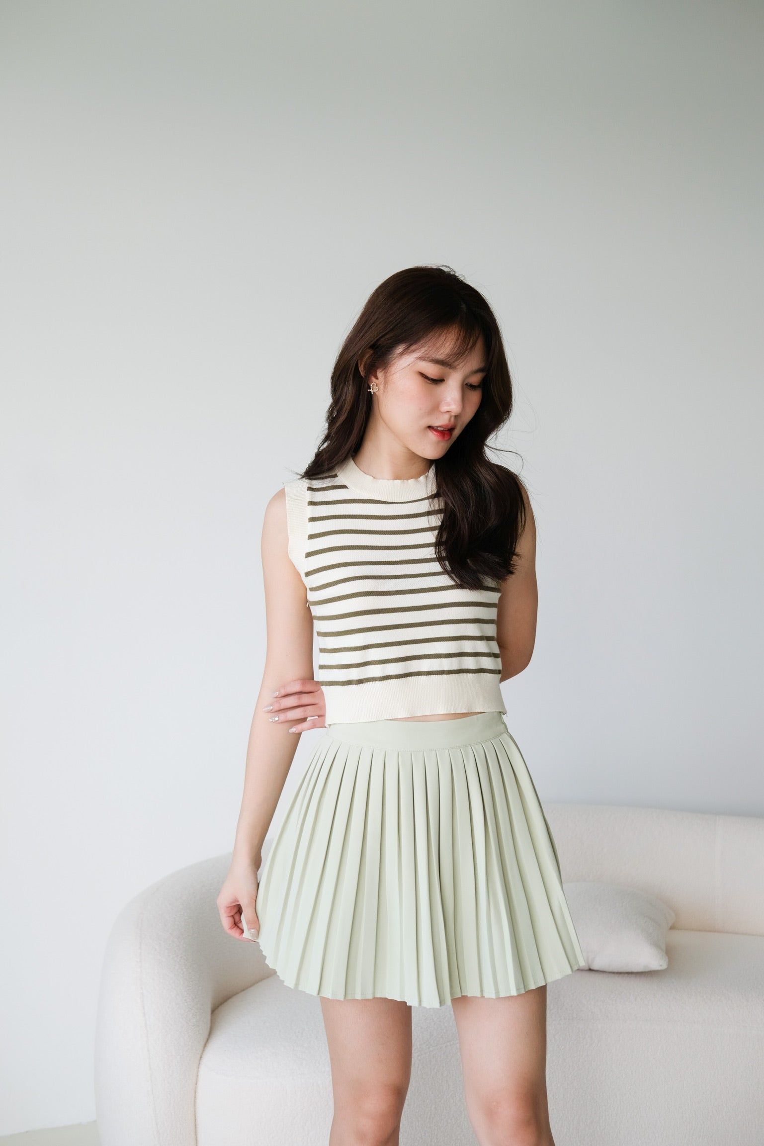 Zelda Pleated Skirt (Pistachio Green)