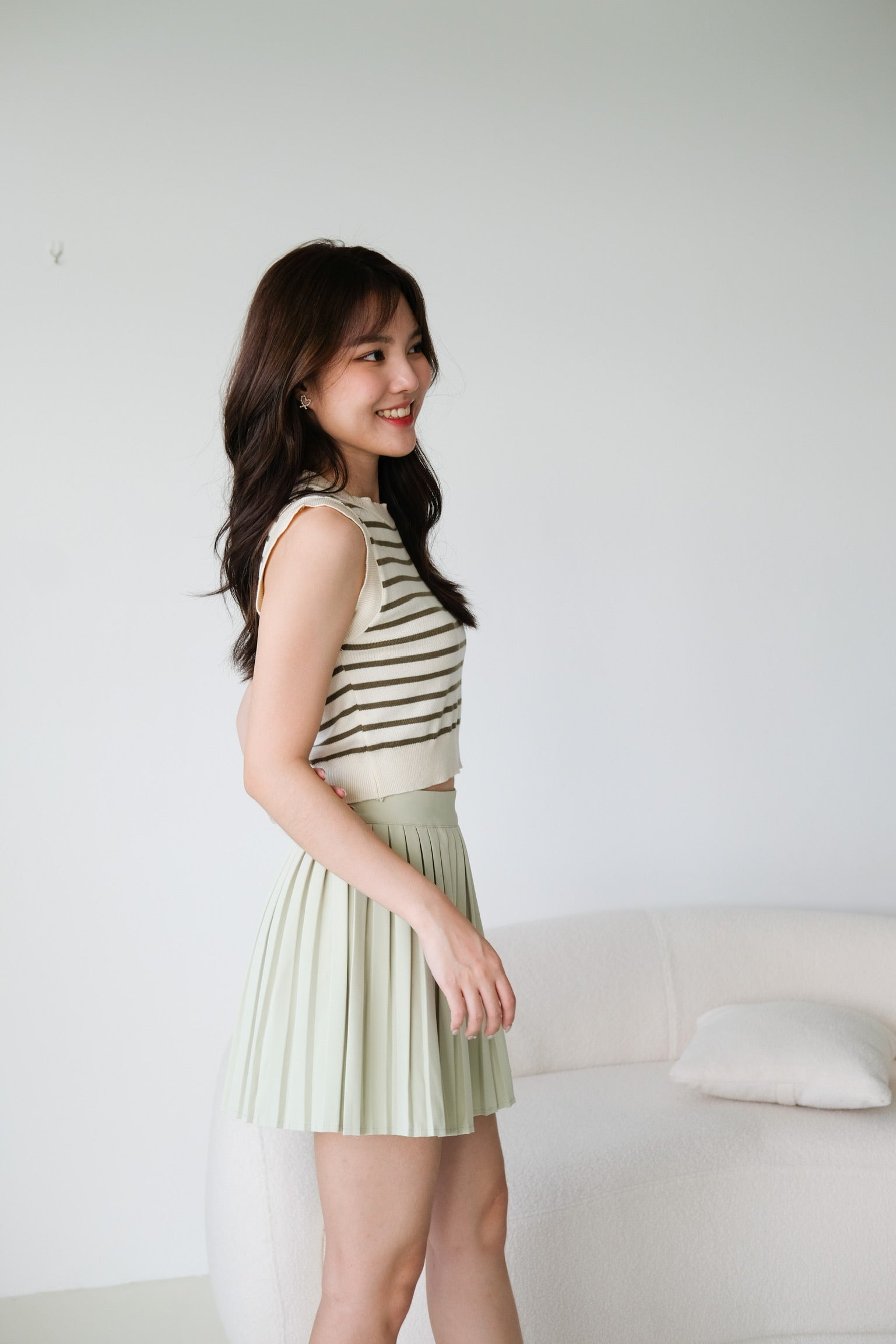 Zelda Pleated Skirt (Pistachio Green)