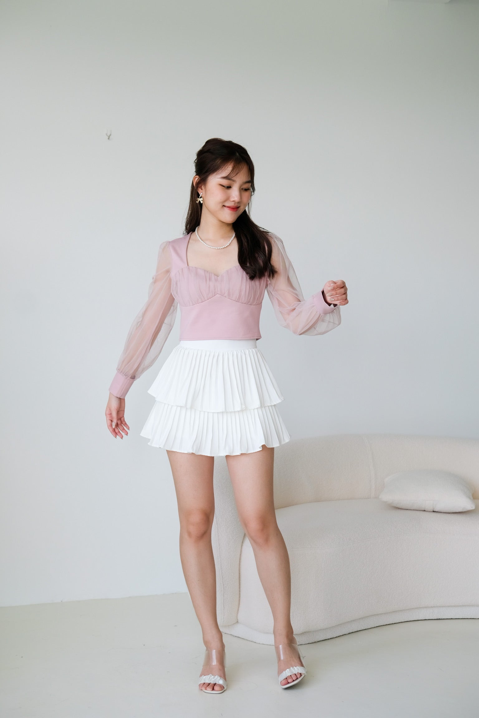 Heliene Sweetheart Mesh Top (Dusty Pink)