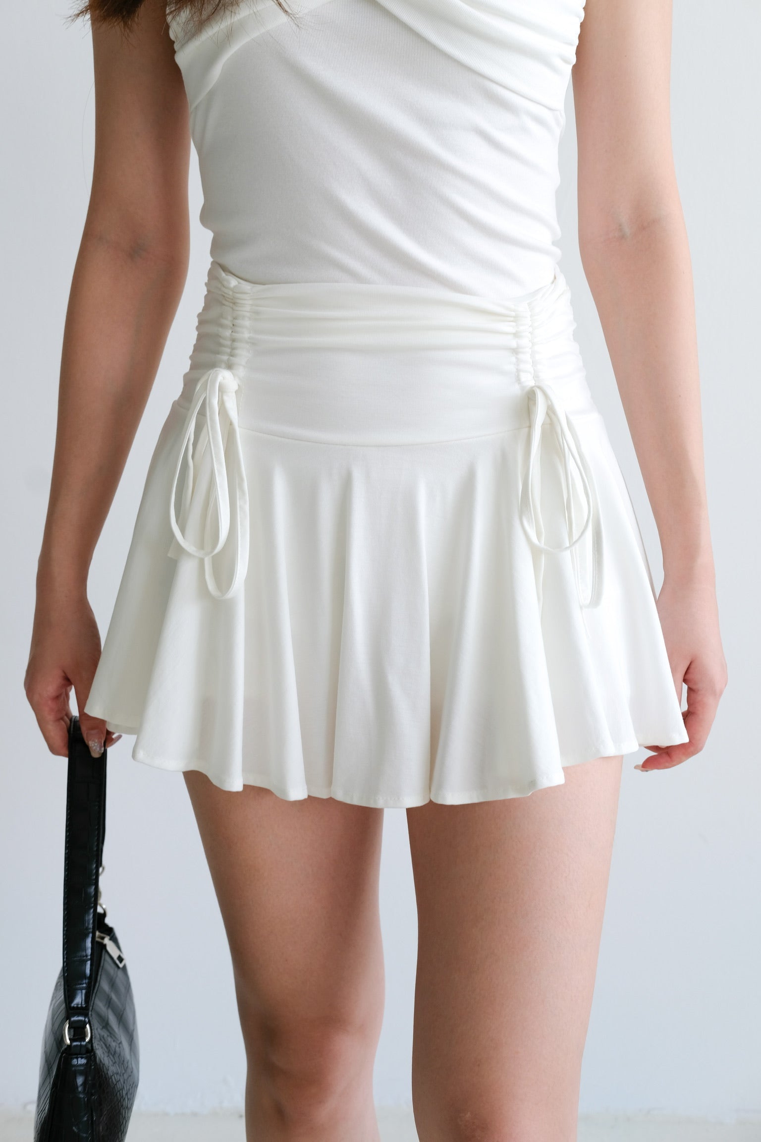 Lorainne Drawstring Skater Skirt (White)