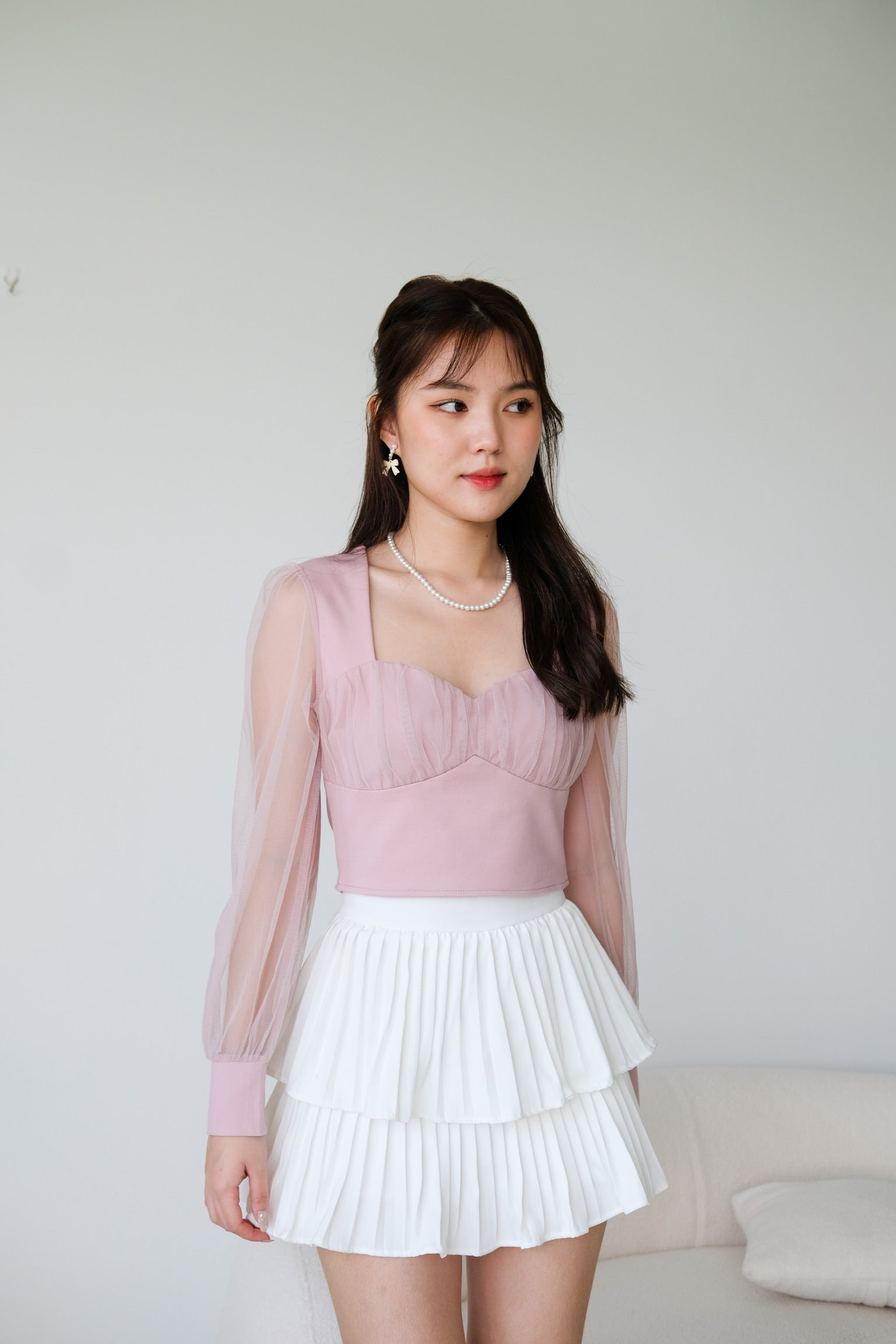 Heliene Sweetheart Mesh Top (Dusty Pink)