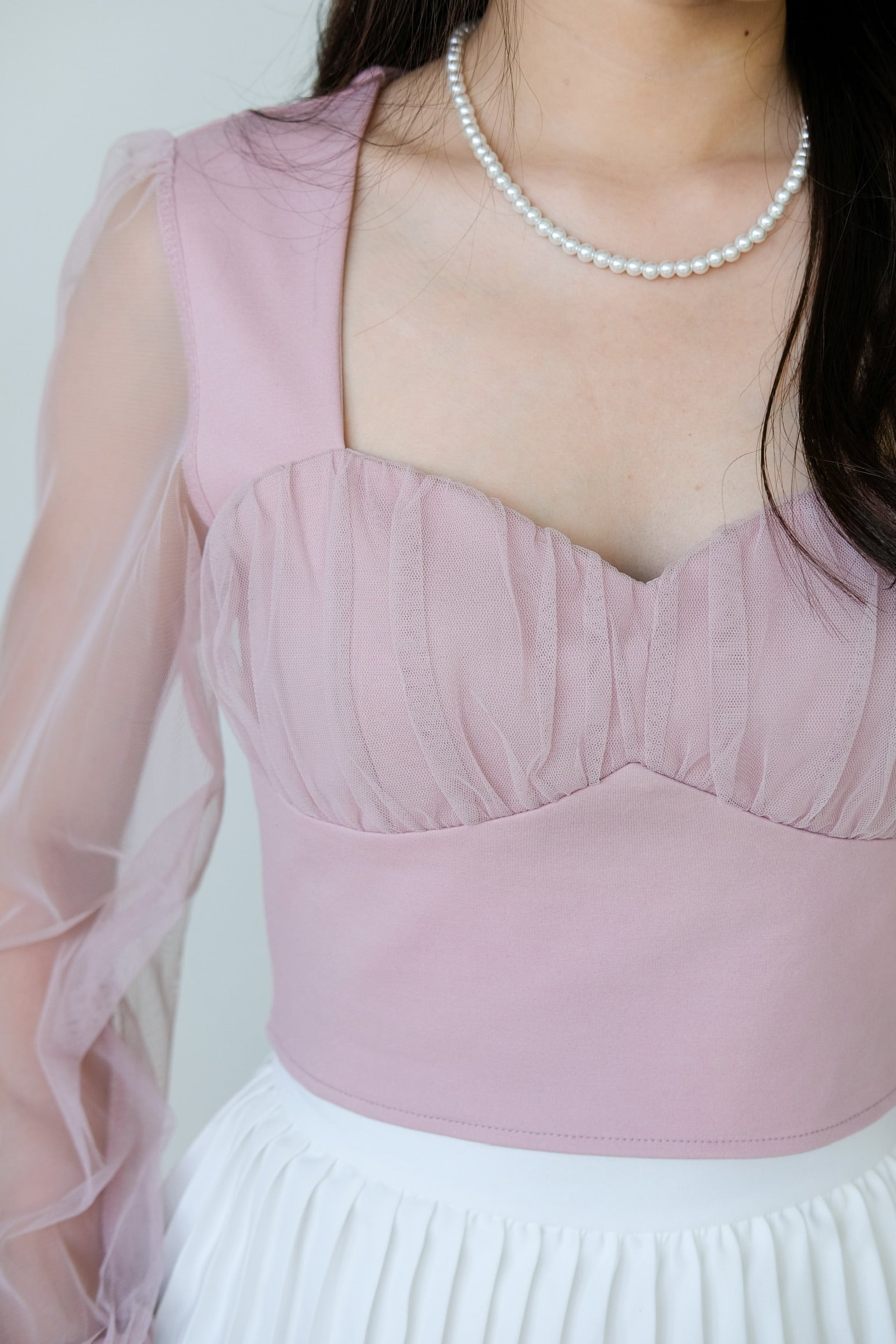 Heliene Sweetheart Mesh Top (Dusty Pink)