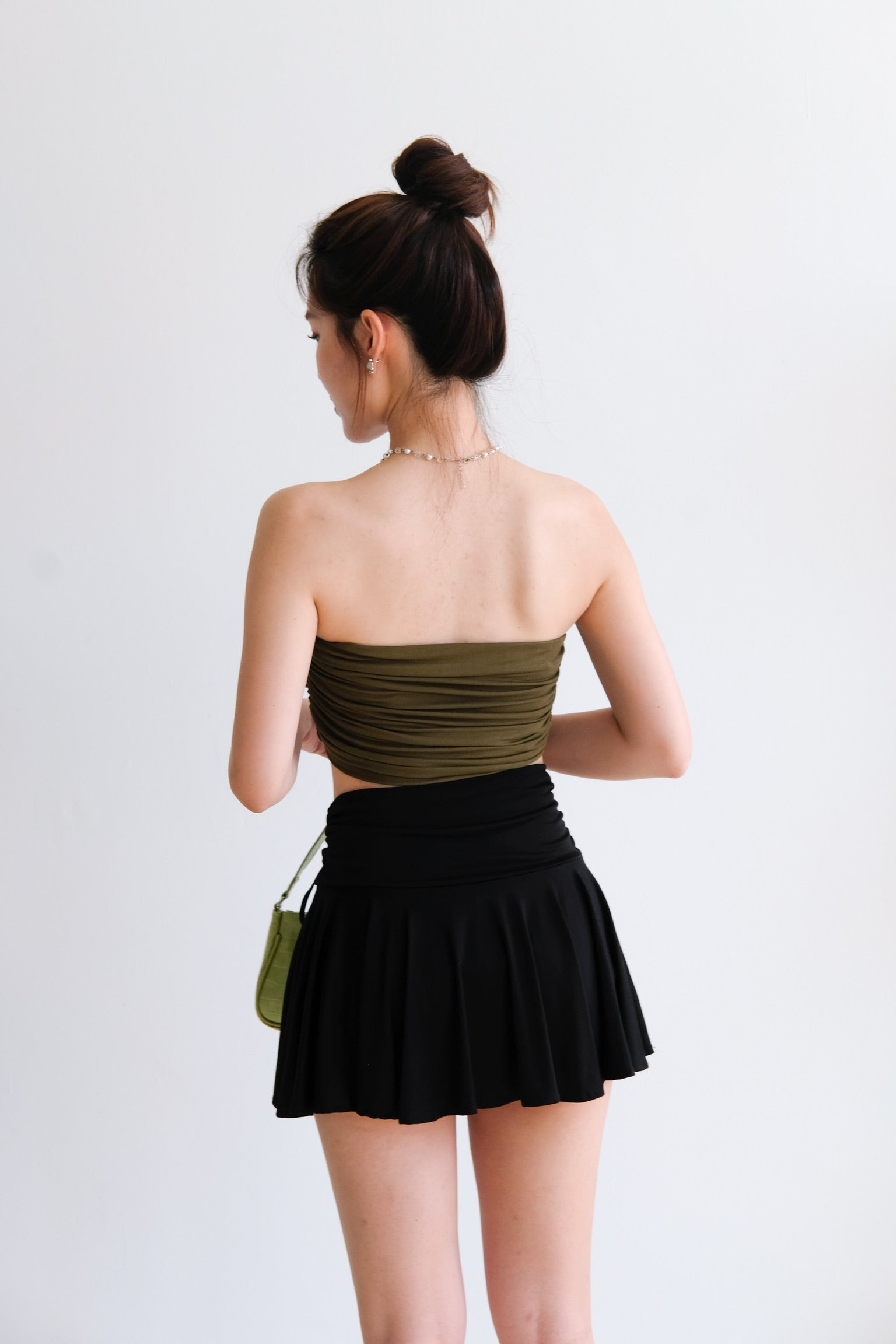 Lorainne Drawstring Skater Skirt (Black)