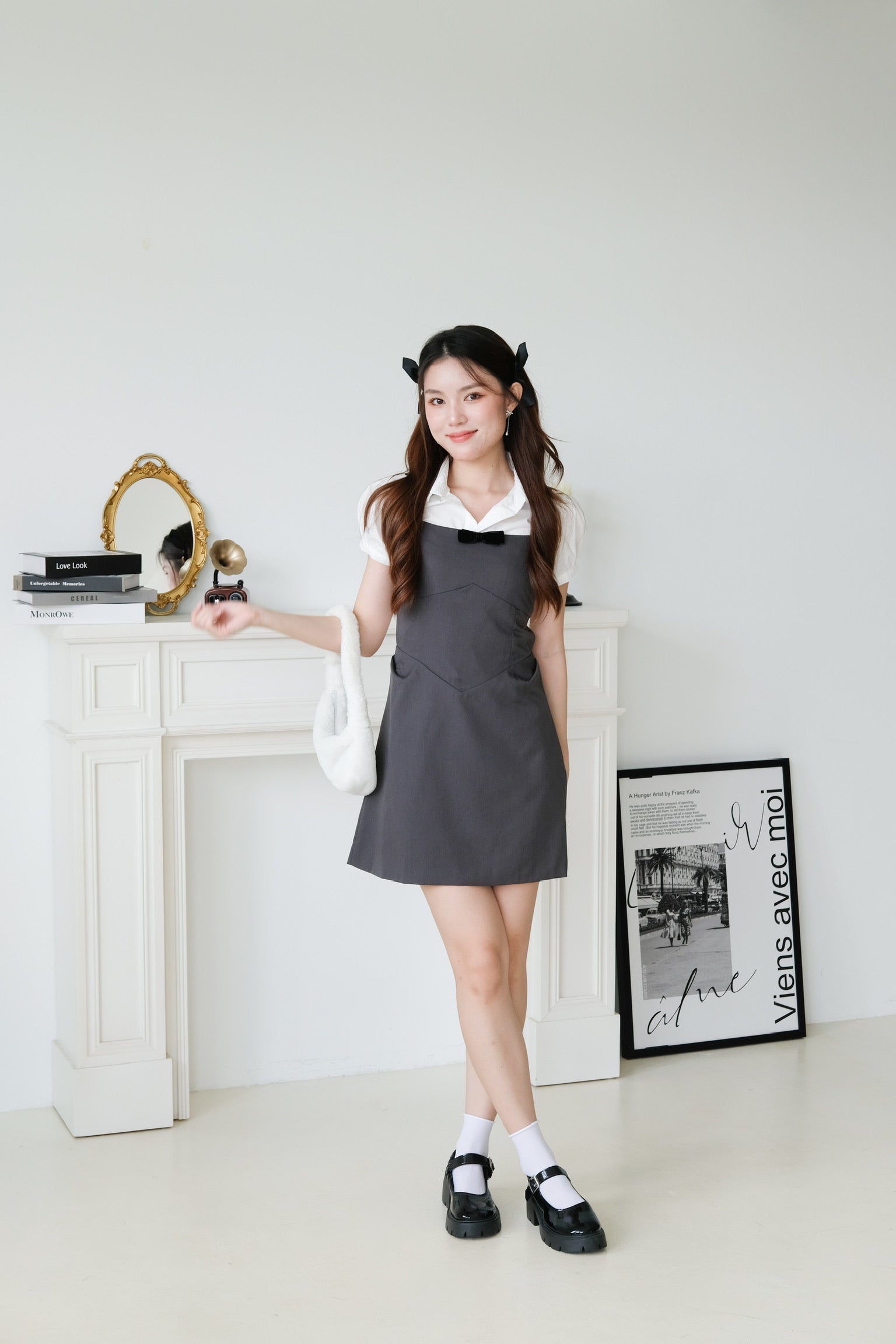 Hye Jin Bareback Dress 2 in 1 Set (Dark Grey)