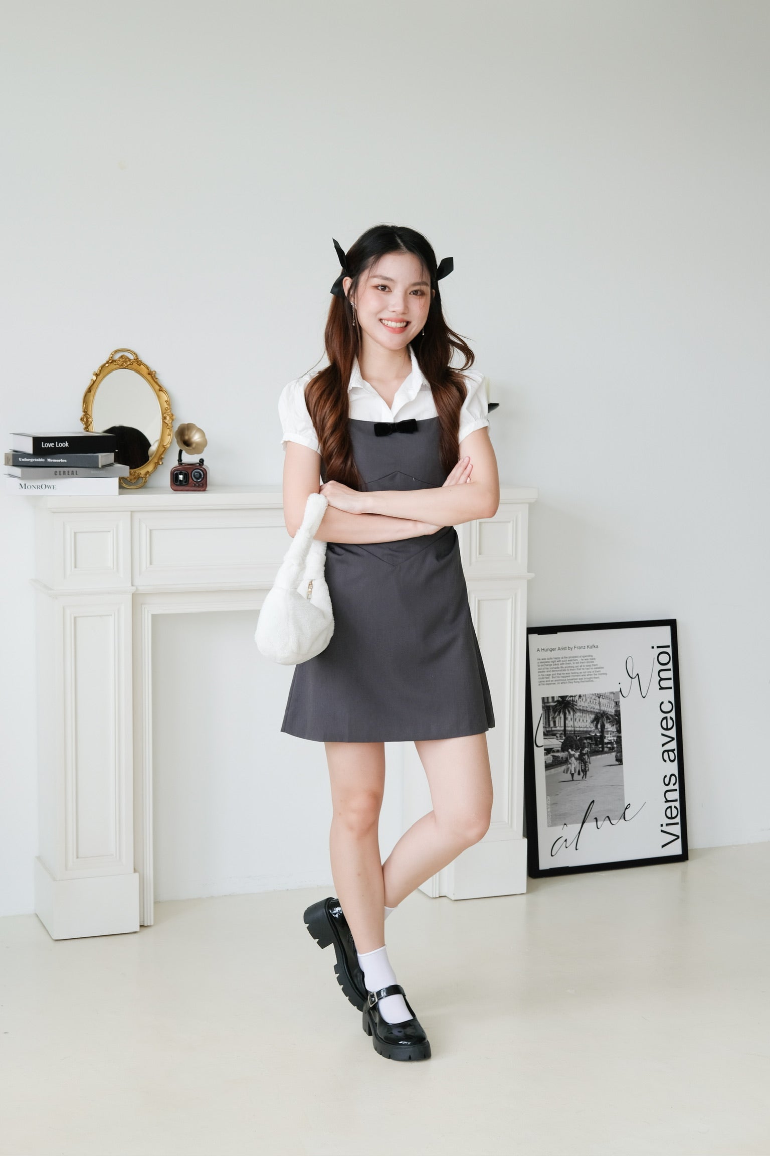 Hye Jin Bareback Dress 2 in 1 Set (Dark Grey)