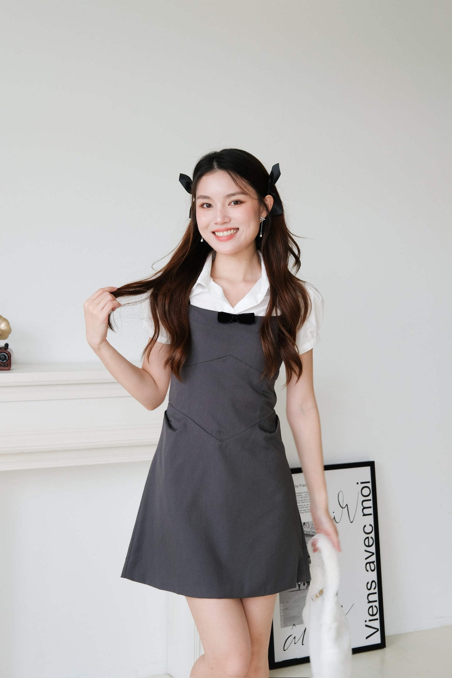 Hye Jin Bareback Dress 2 in 1 Set (Dark Grey)