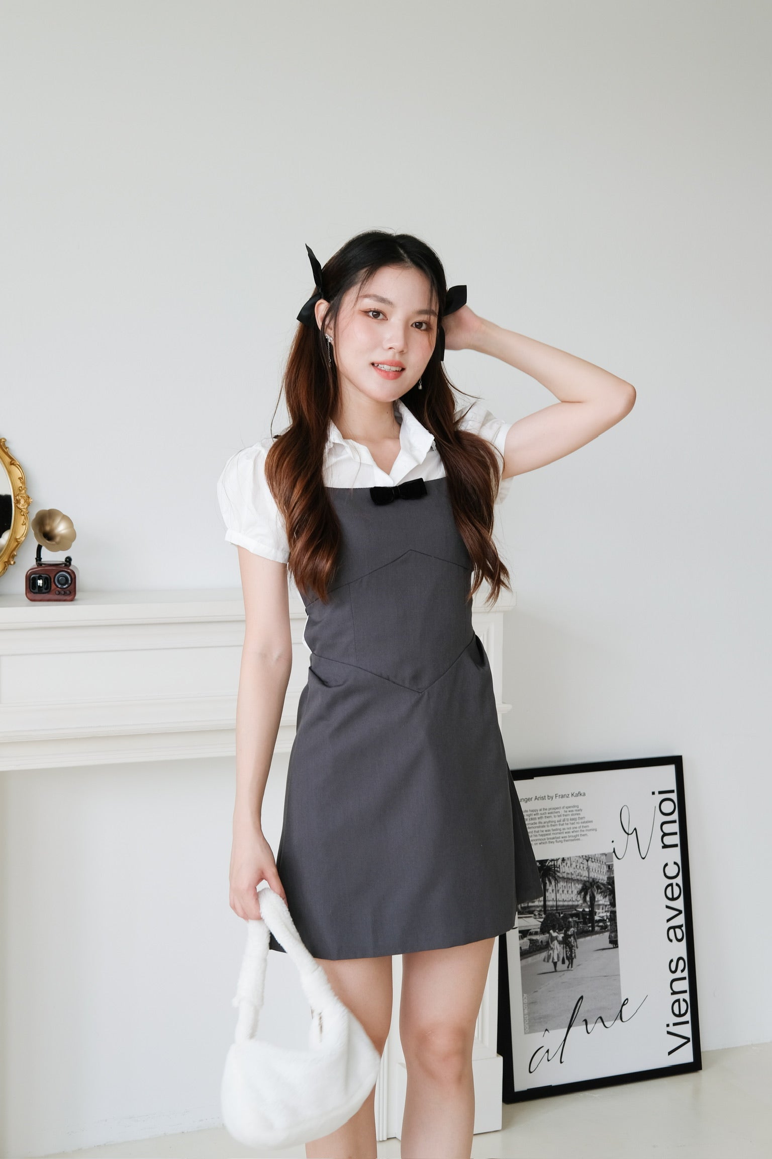 Hye Jin Bareback Dress 2 in 1 Set (Dark Grey)