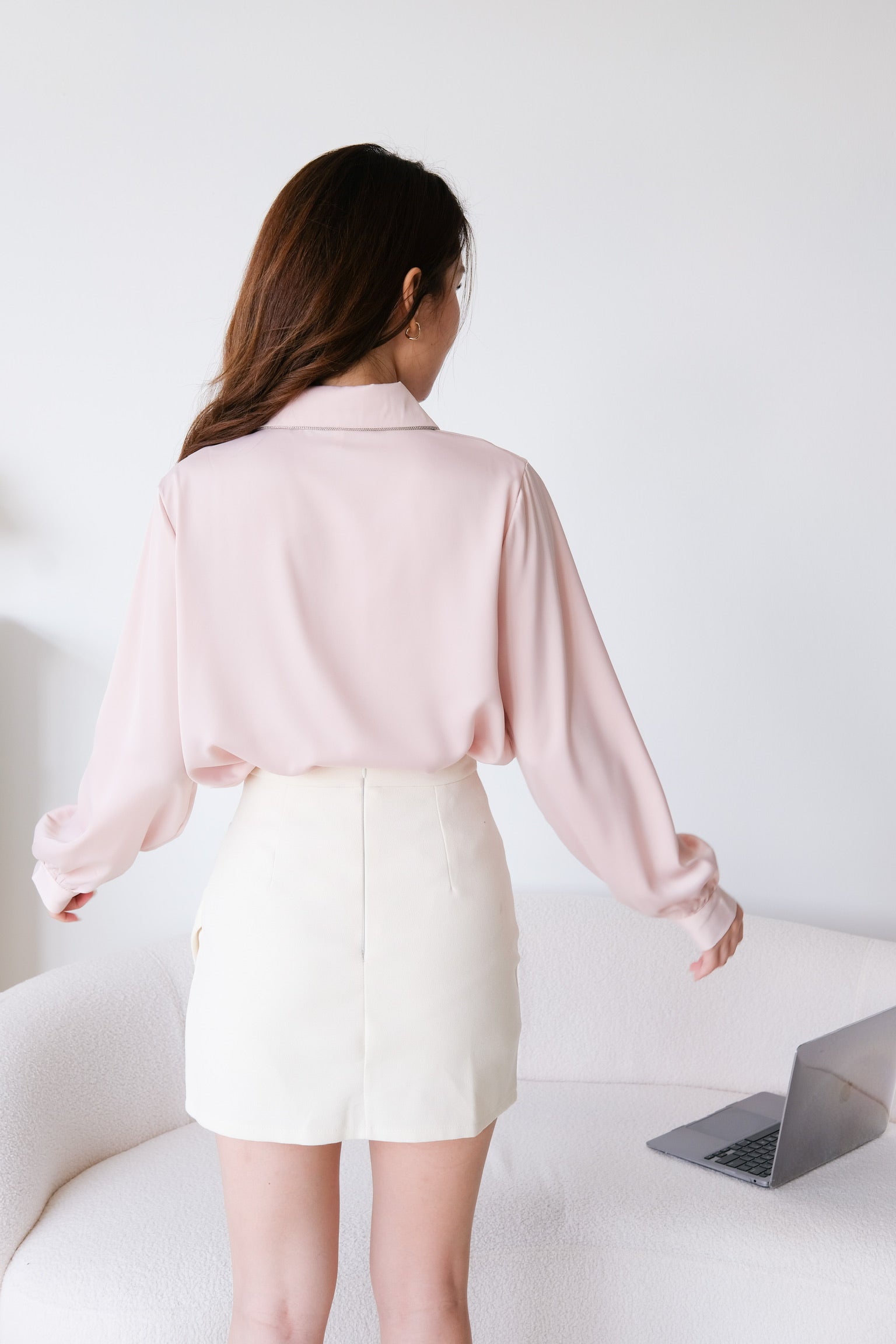 Candice Satin Blouse (Light Pink)