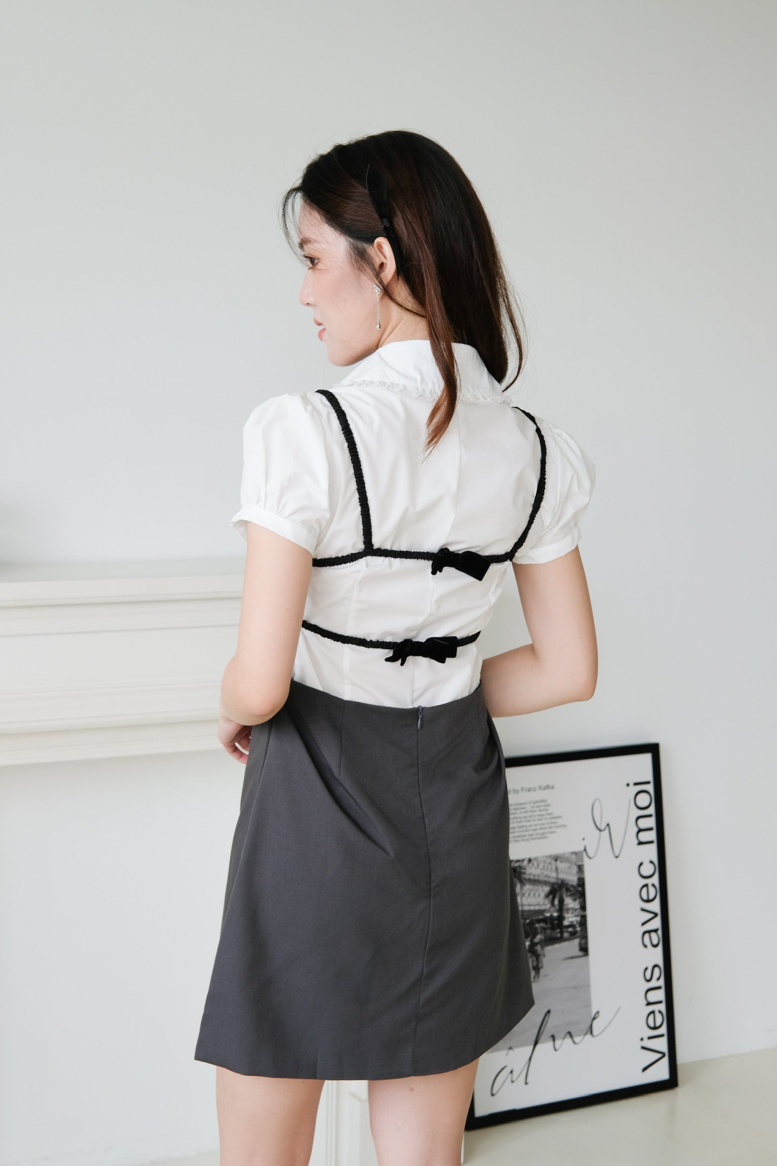 Hye Jin Bareback Dress 2 in 1 Set (Dark Grey)