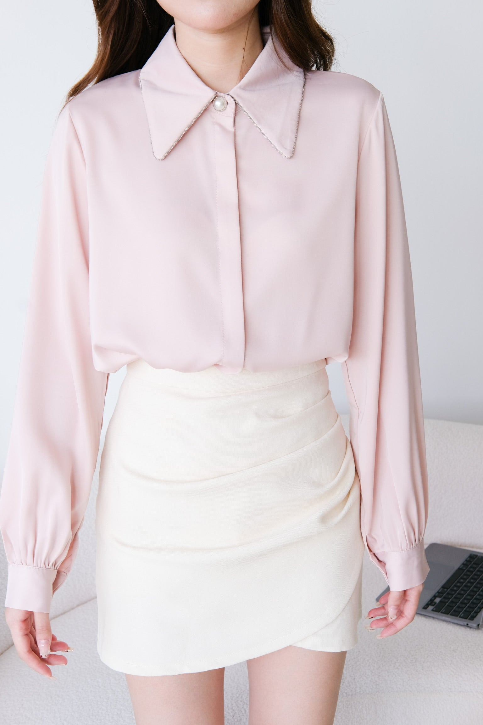 Candice Satin Blouse (Light Pink)