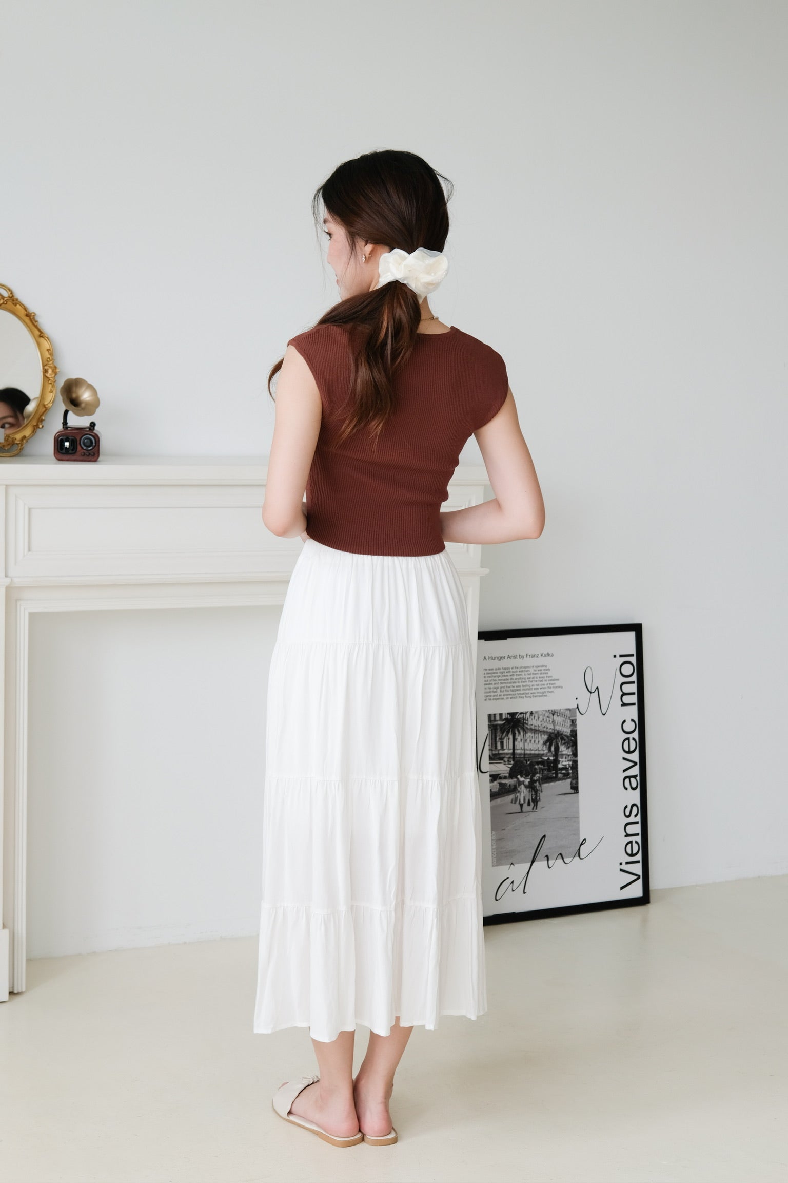 L'amore Tiered Maxi Skirt (White)