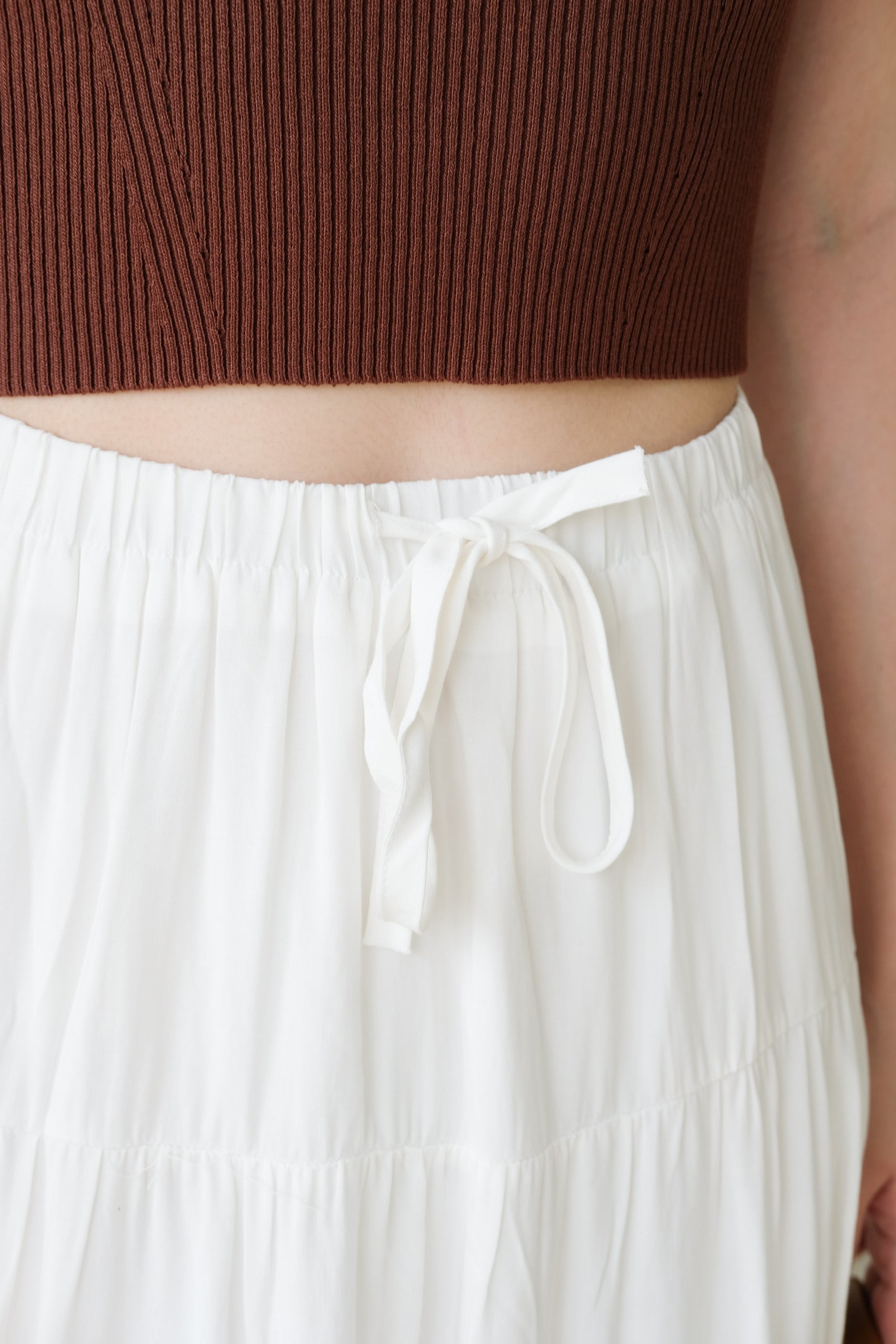 L'amore Tiered Maxi Skirt (White)