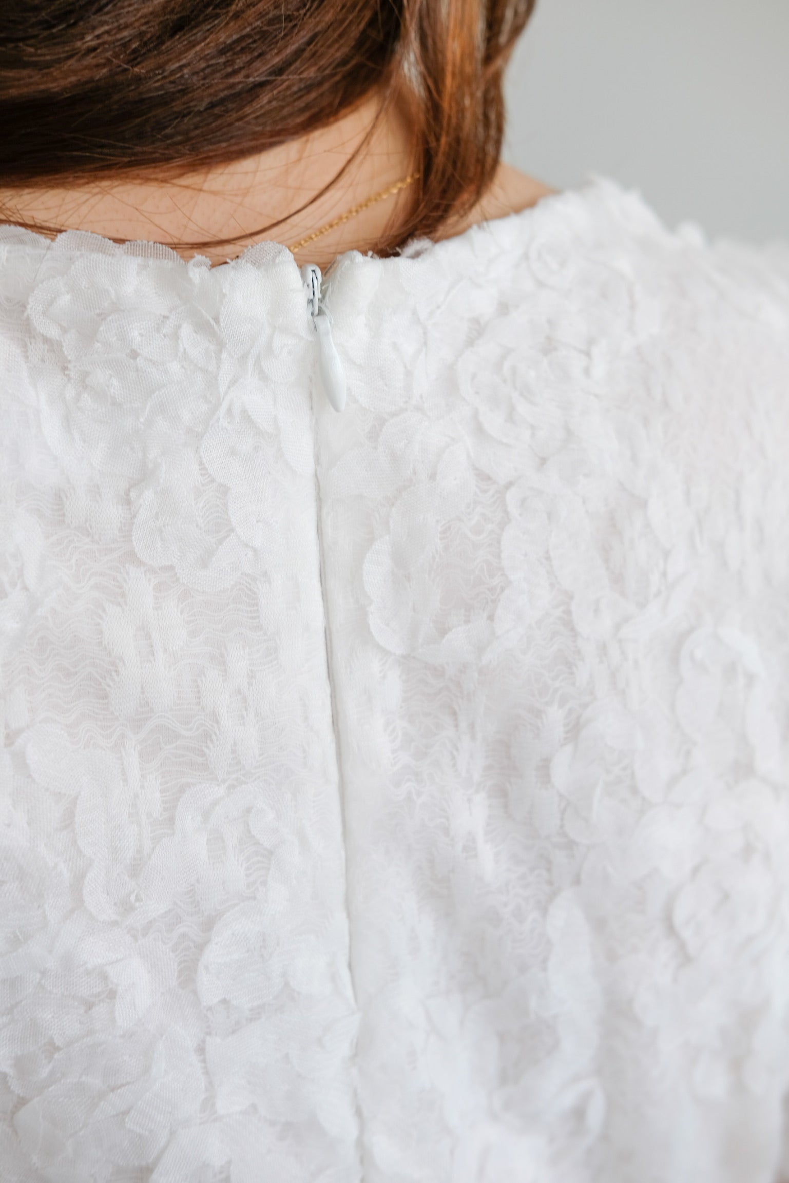 Soraya Lace Chiffon Slit Maxi Dress (White)