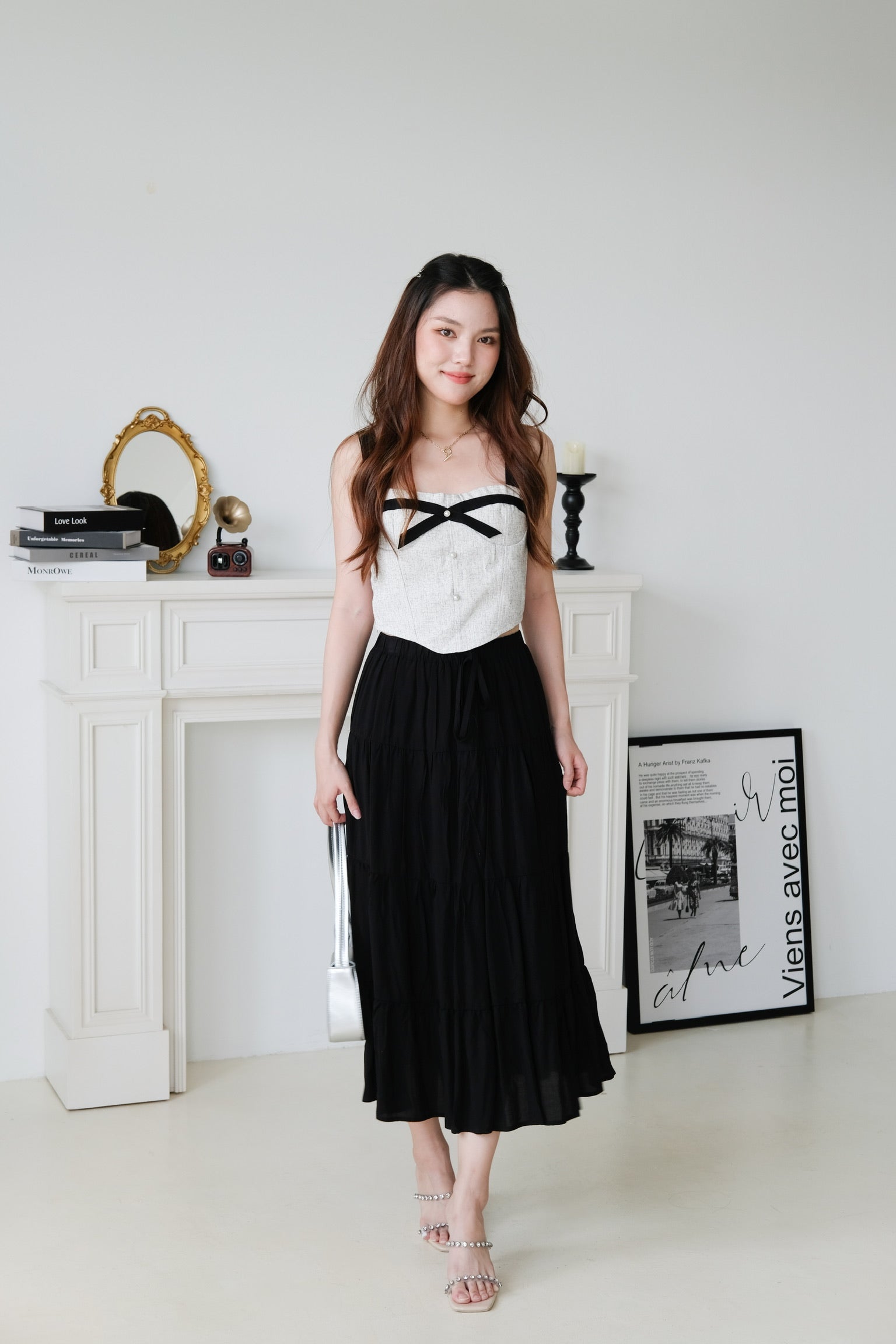 L'amore Tiered Maxi Skirt (Black)