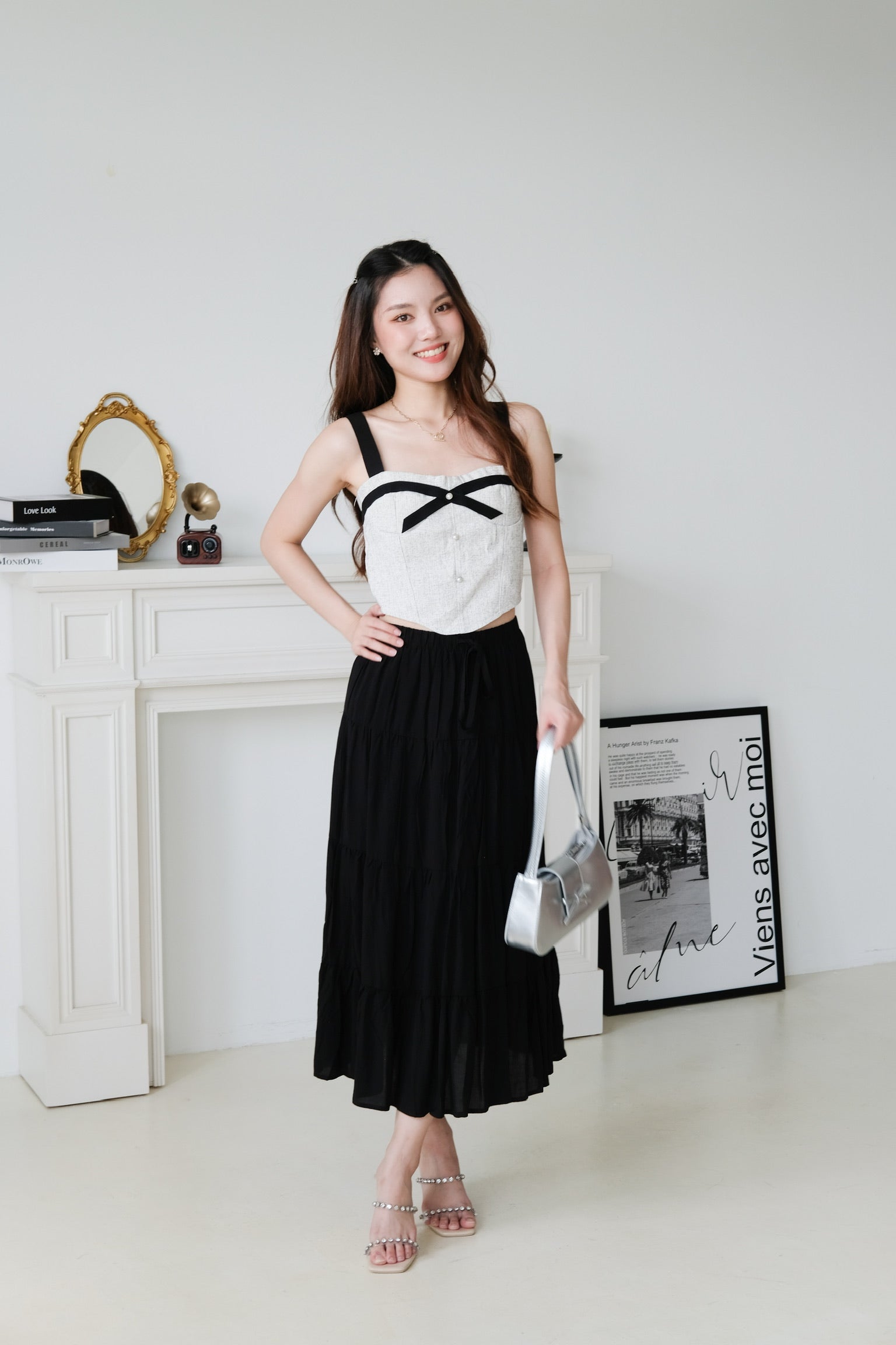 L'amore Tiered Maxi Skirt (Black)