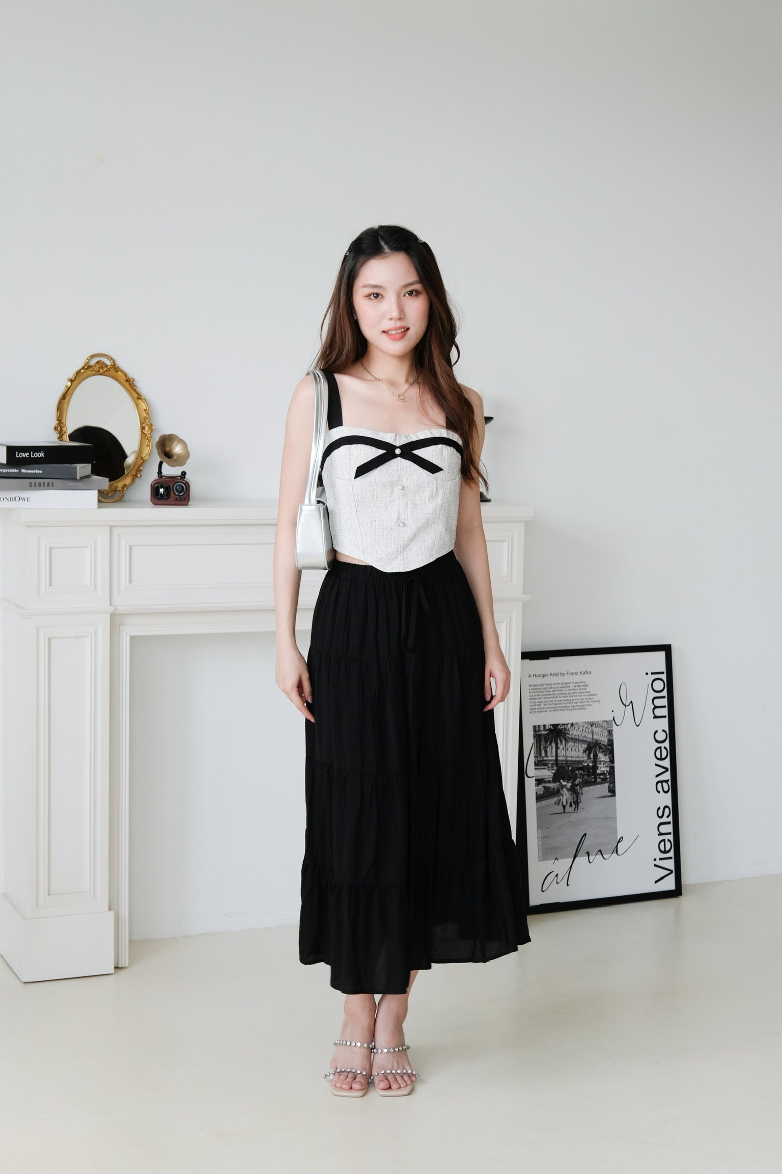 L'amore Tiered Maxi Skirt (Black)