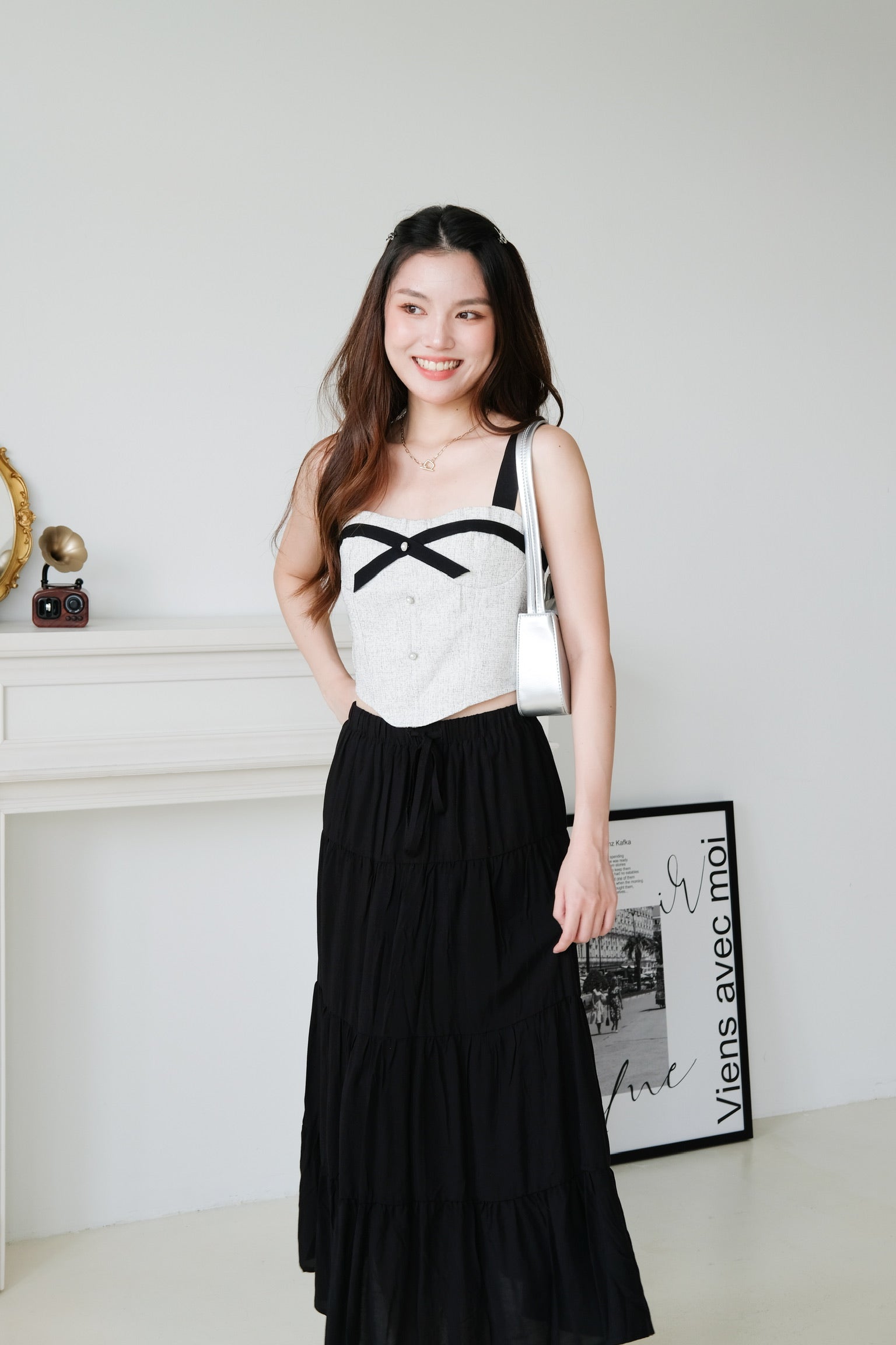 L'amore Tiered Maxi Skirt (Black)