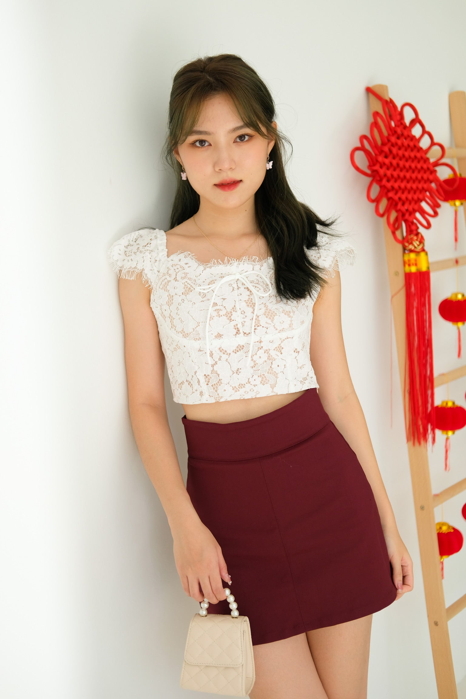 Larisa Lace Crop (White)