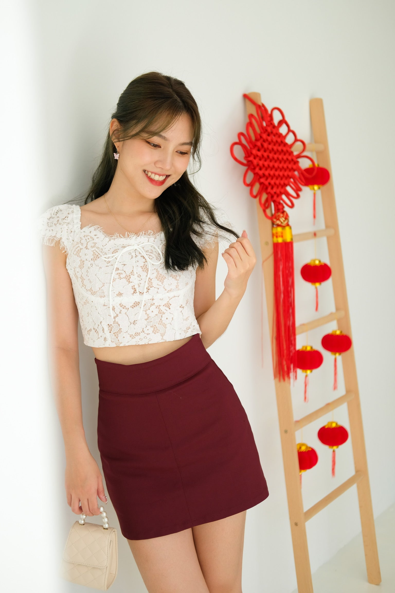 Larisa Lace Crop (White)