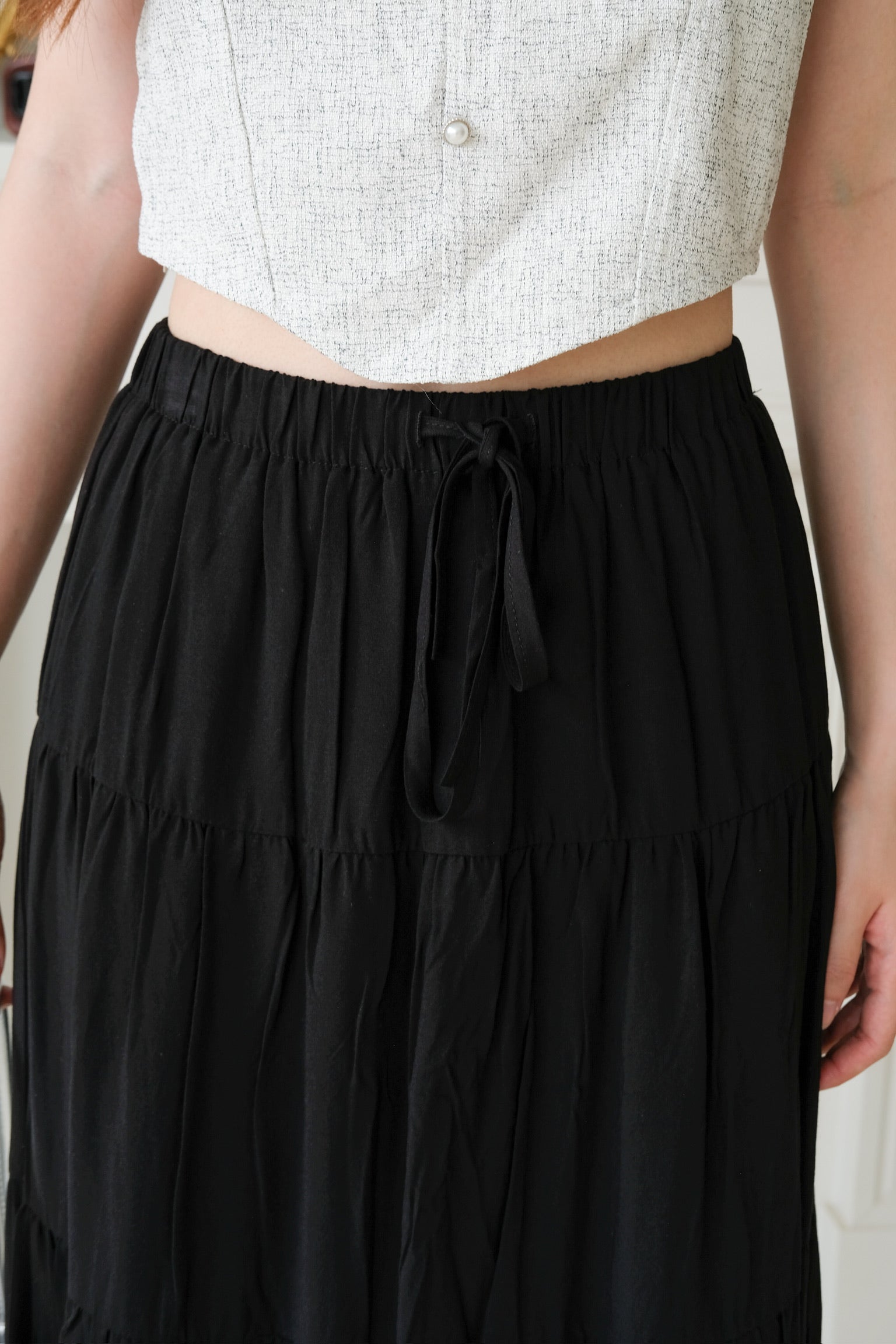 L'amore Tiered Maxi Skirt (Black)