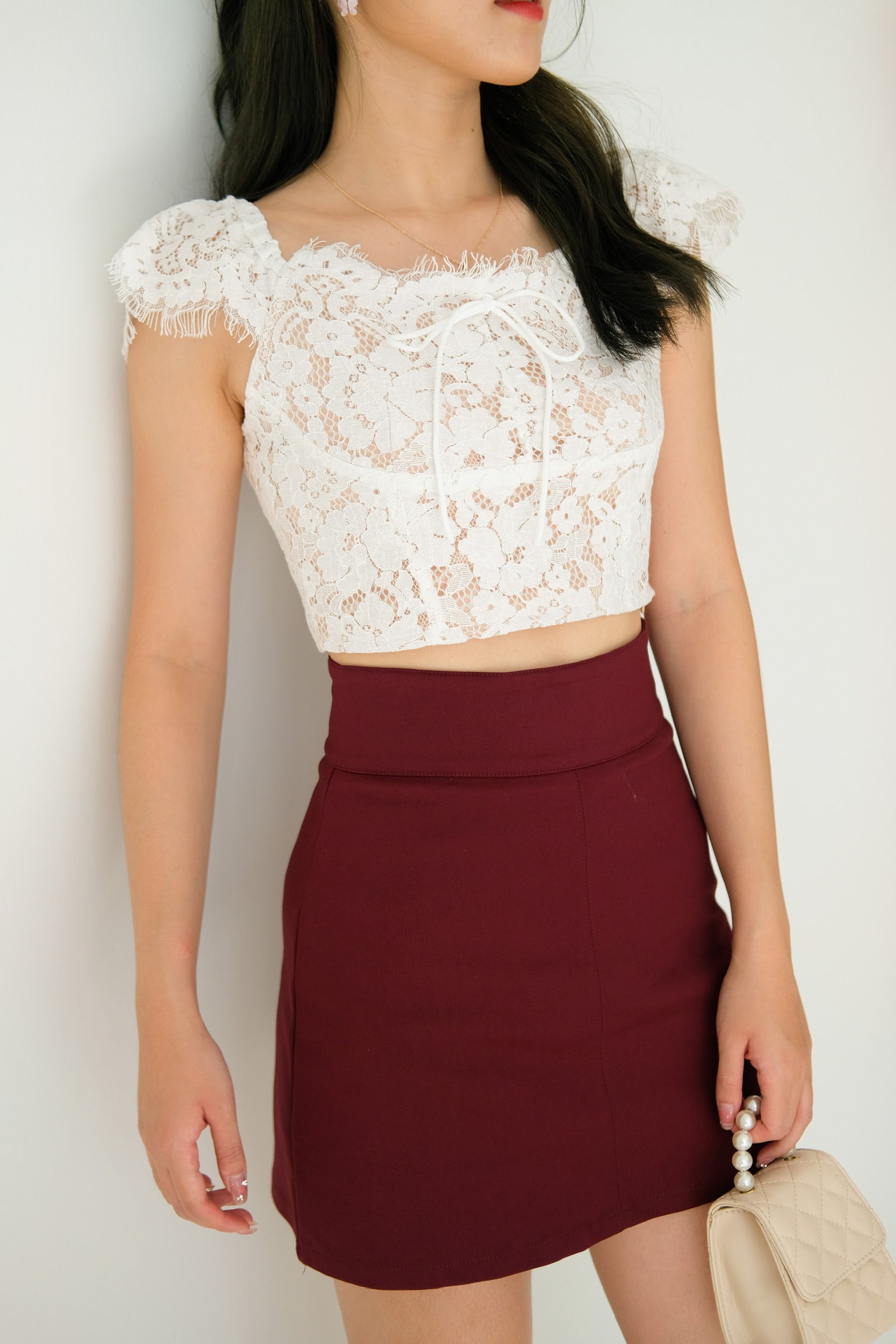 Larisa Lace Crop (White)